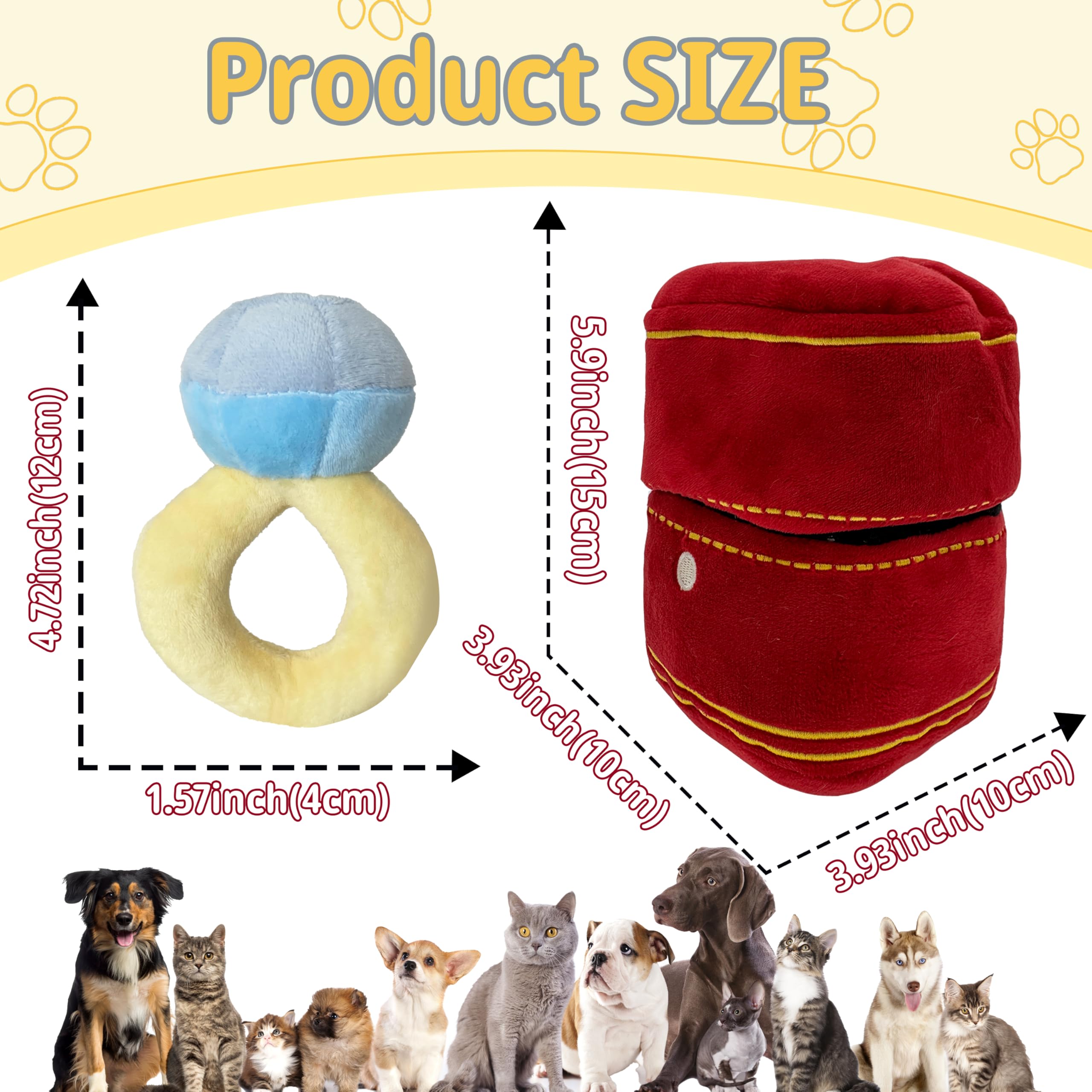 Mewcho anneau-peluche, cadeau idéal pour anniversaires et moments romantiques canins