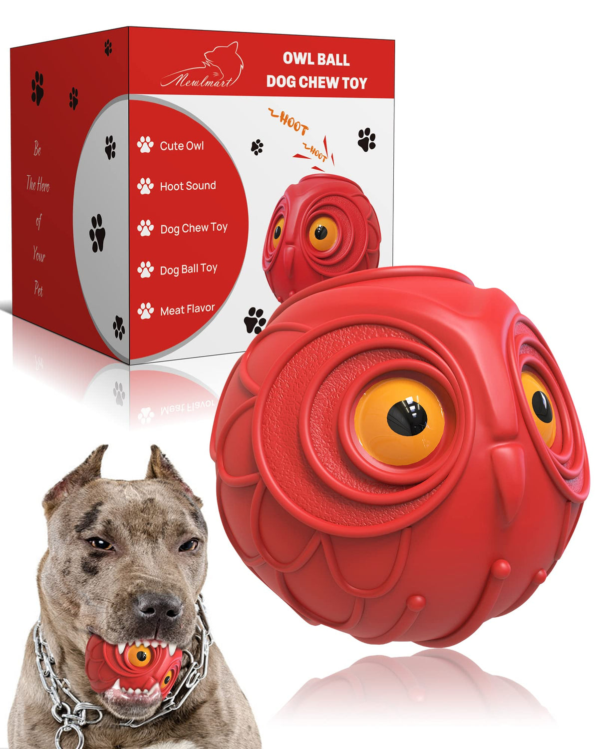 Balle hibou Mewlmart, design unique, stimule l’attention et le jeu sans piles.