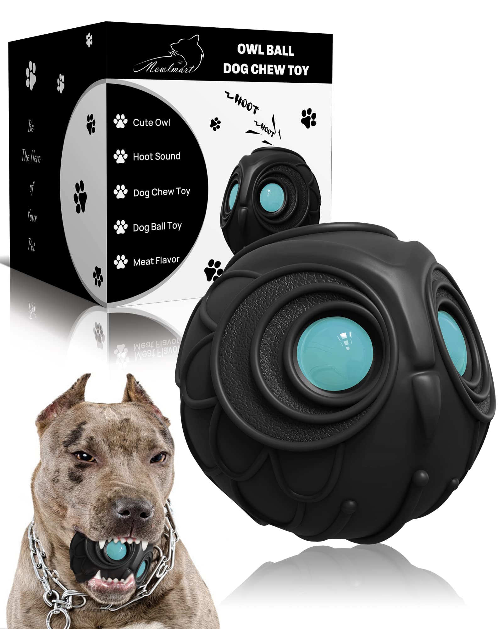 Mewlmart Balle Hibou roule et attire l’attention du chien grâce à un son amusant.