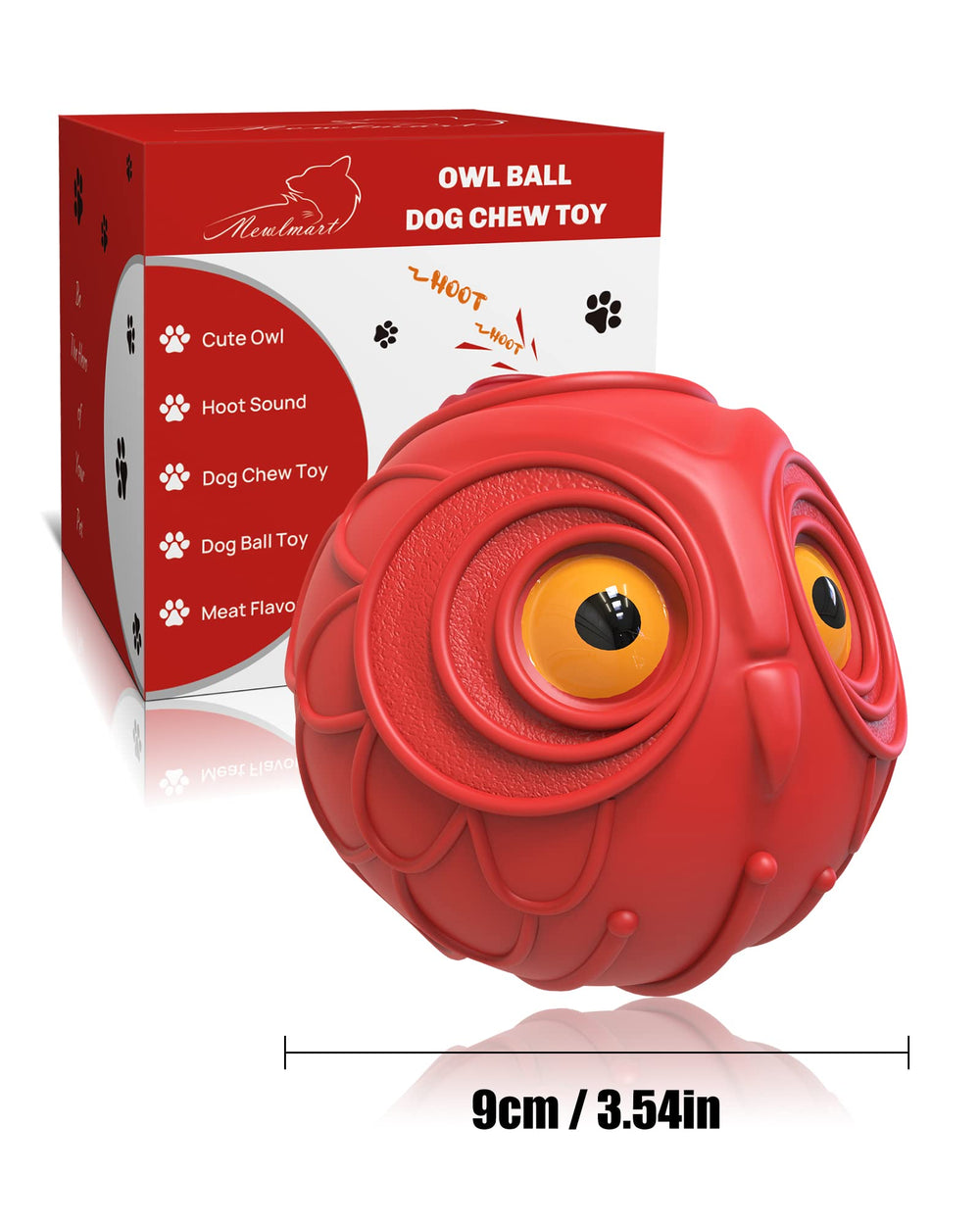 Balle hibou Mewlmart, sifflement engageant pendant jeu et mastication.