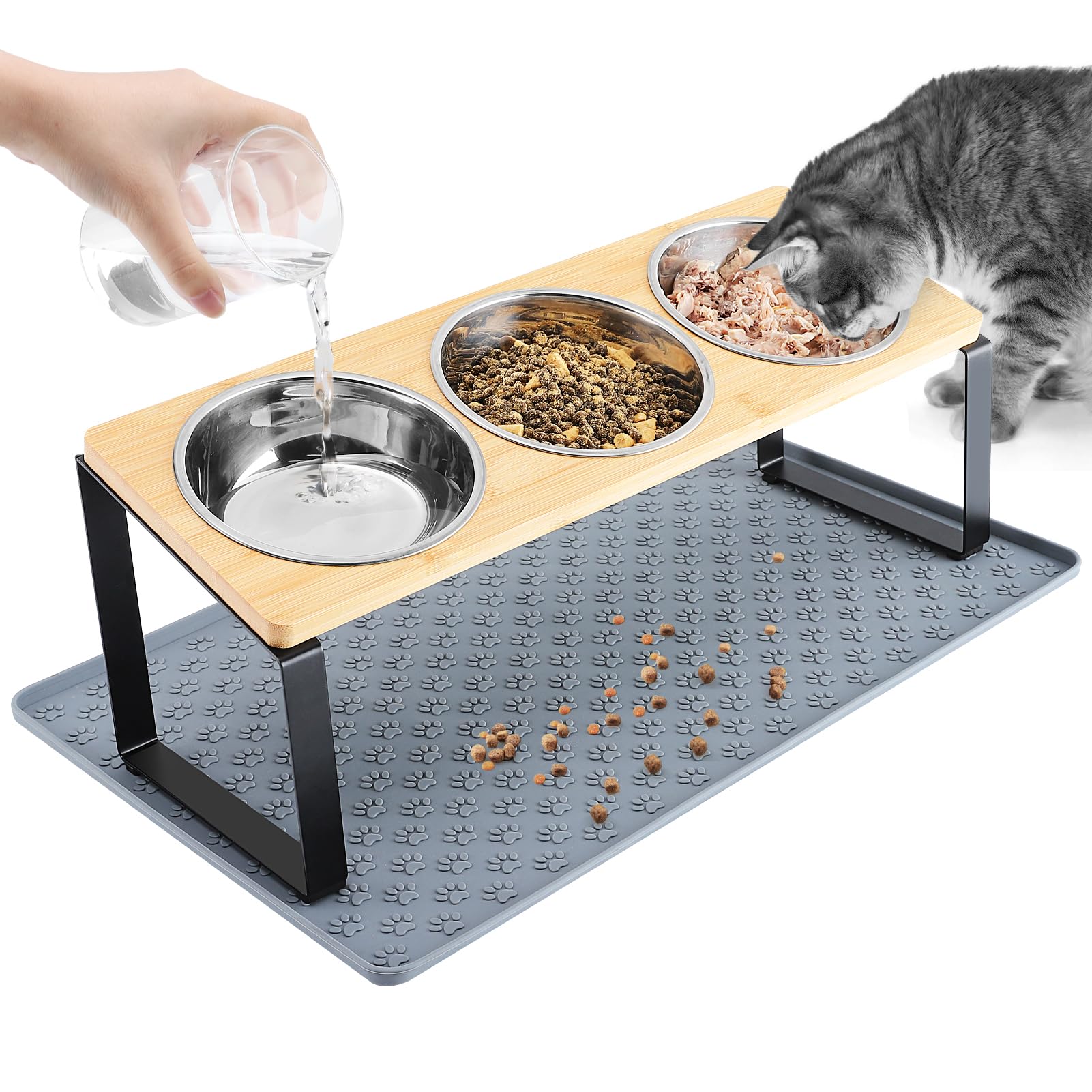 MEWTOGO ensemble de bols chat eleves 15 degres favorise une posture naturelle au repas