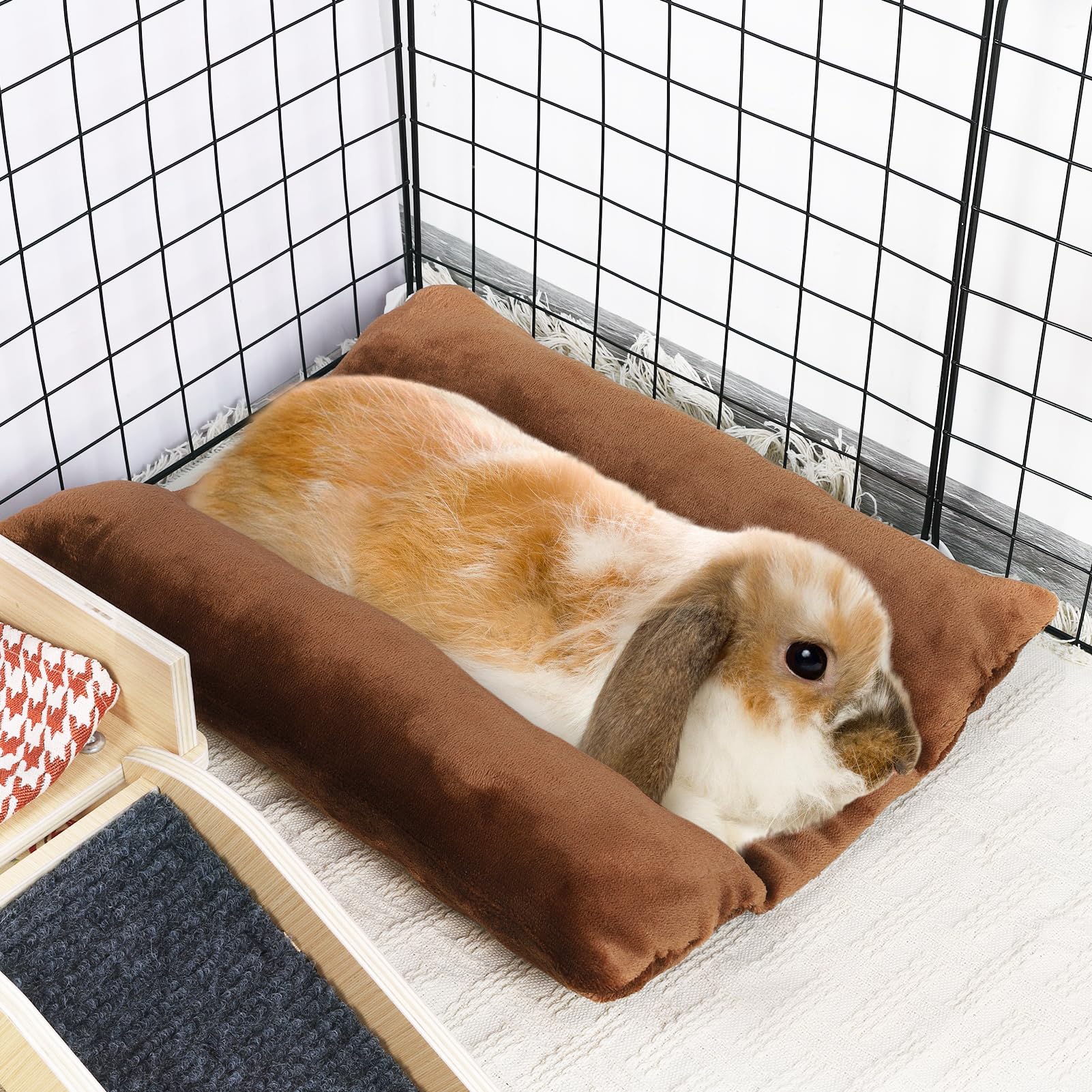Grand lit MEWTOGO, dimensions environ 40x36 cm pour lapins brun.