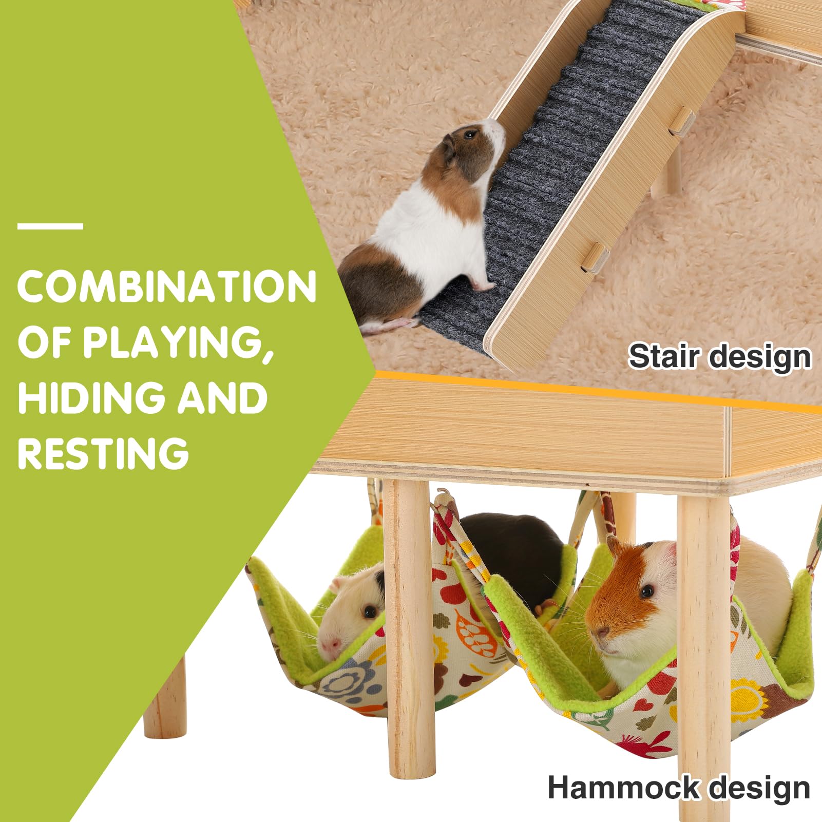 MEWTOGO hamac double en tissu doux pour cochon d'Inde et repos réversible