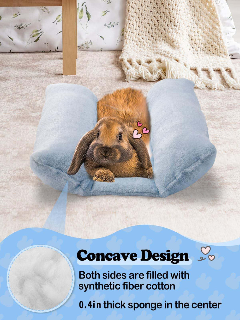 MEWTOGO lit lapin utilisation cage ou sol, coin cosy