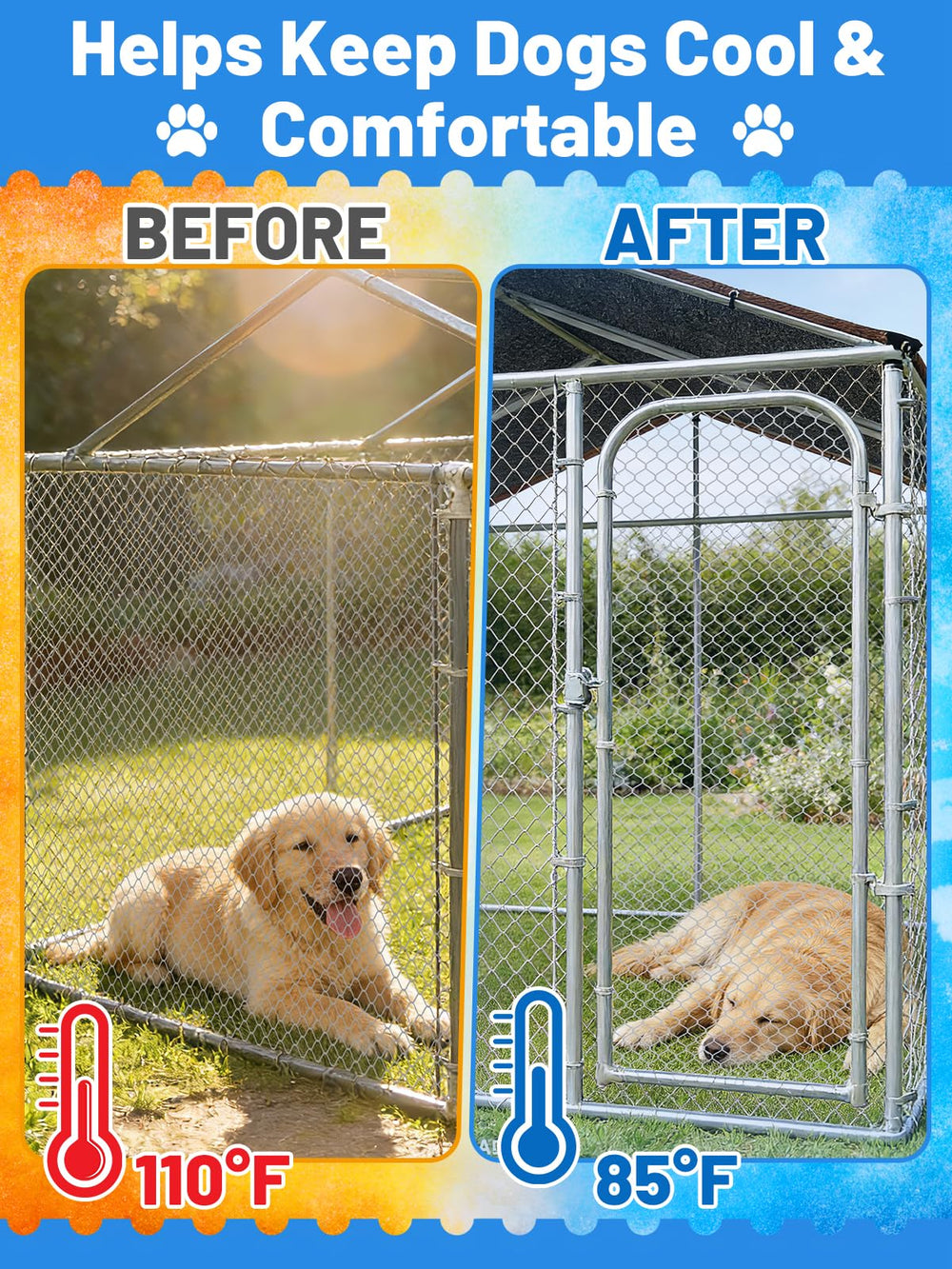 MEWTOGO maillage durable anti-soleil offre un espace frais pour l'enclos du chien