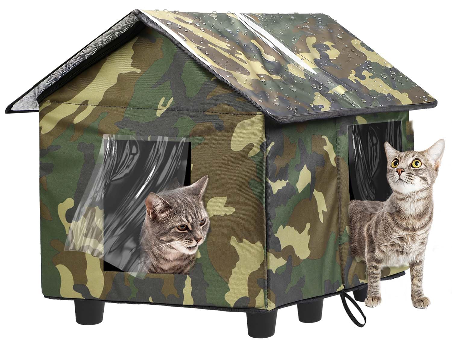 MEWTOGO maison chat extérieure avec toit PVC imperméable pour refuge hivernal sûr