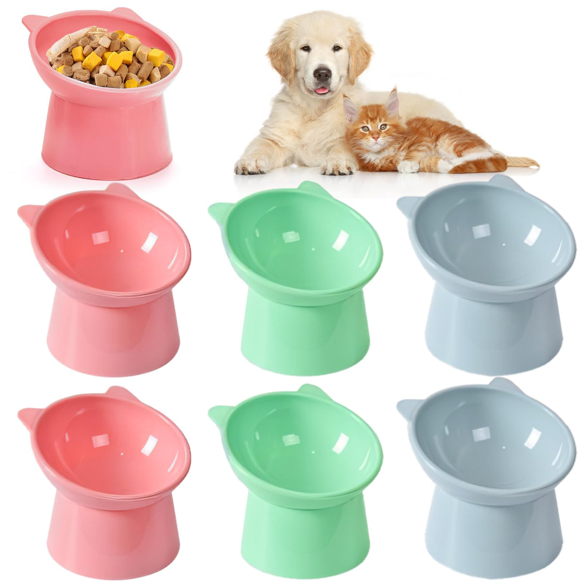 Mezchi bol élevé vert pour chat, confort et accessibilité