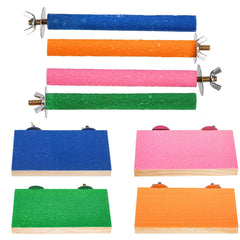 Mezchi perchoir bois bleu — accessoire coloré pour cage d'oiseaux.