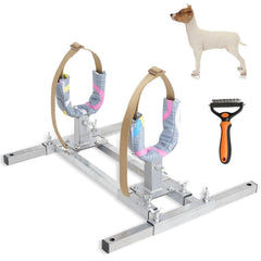 Mezurun support d'élevage pour chien en inox, hauteur ajustable pour chiens de tailles variées.