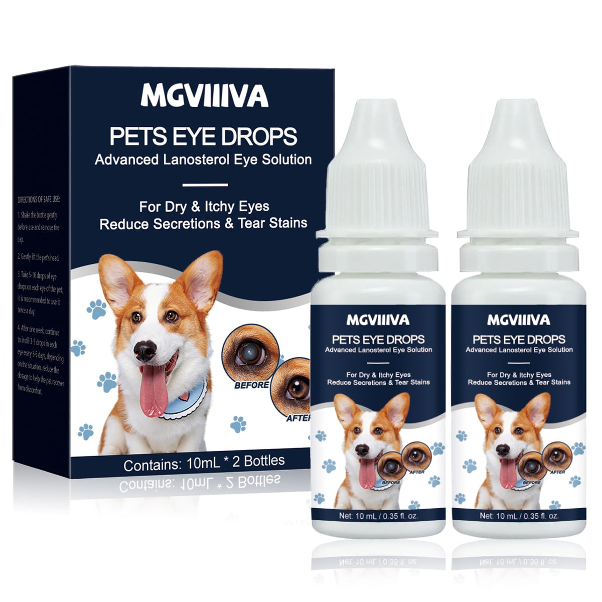 Mgviiiva gouttes cataracte chien — bouteille pour confort oculaire durable.