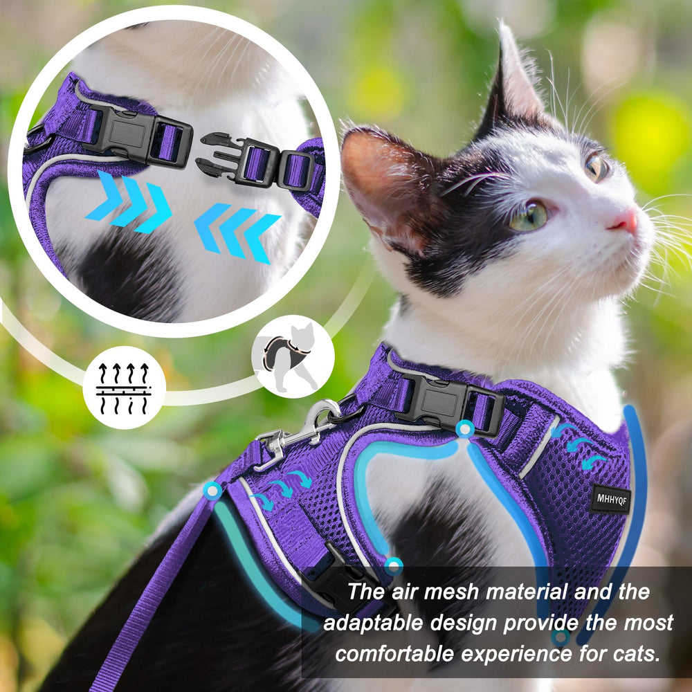 Harnais chat mesh respirant MHHYQF violet, confort lors des sorties quotidiennes.