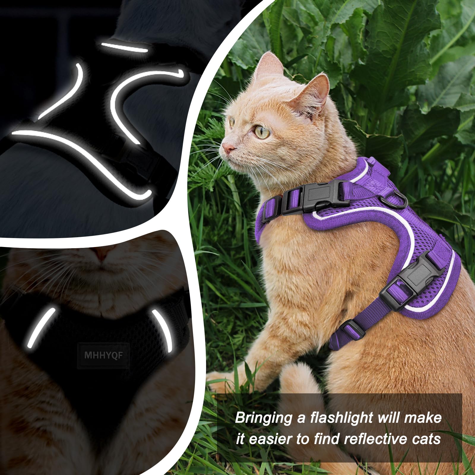 Harnais chat quatre boucles MHHYQF, ajustement rapide et sûr.
