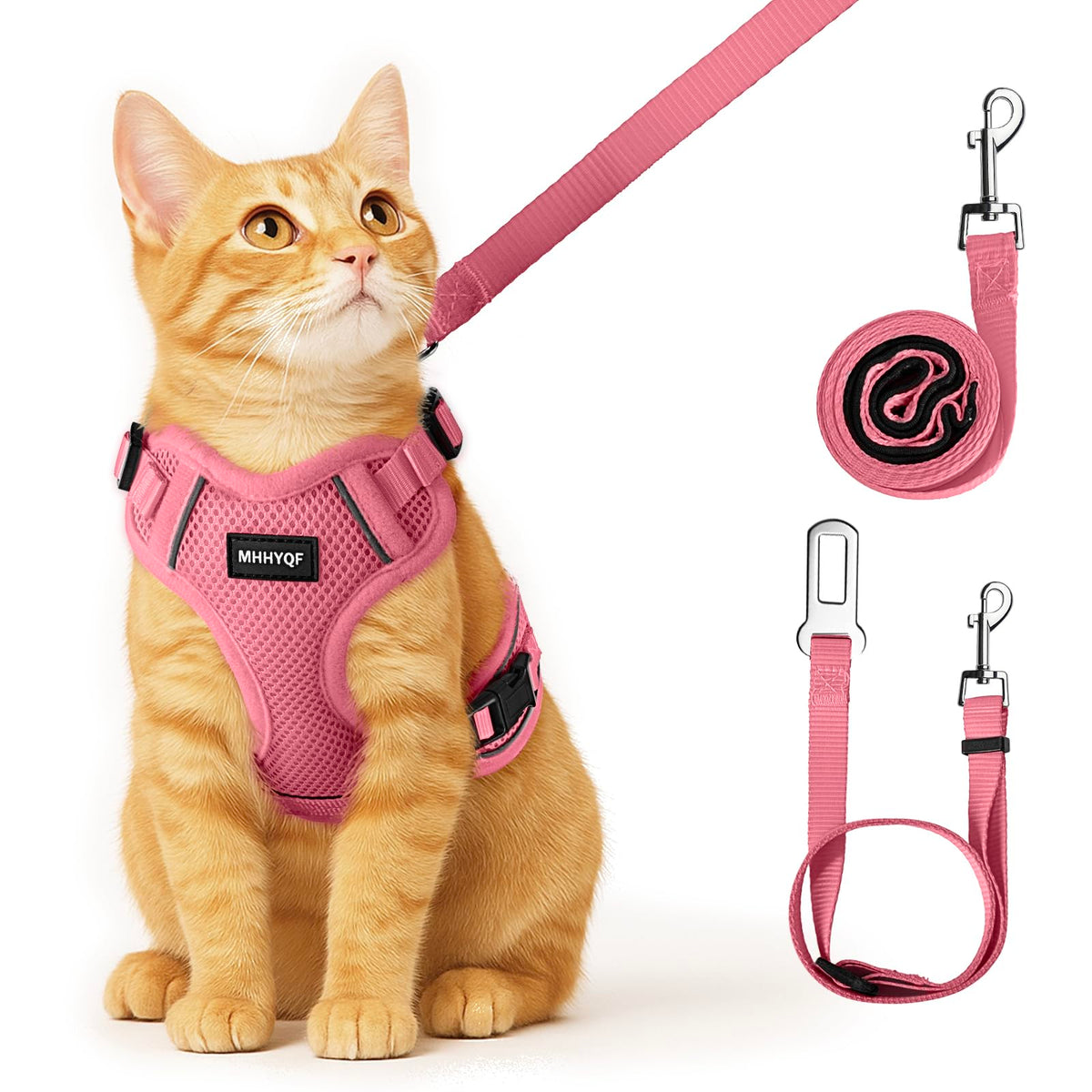 Harnais MHHYQF respirant taille S pour chats, idéal pour promenades.