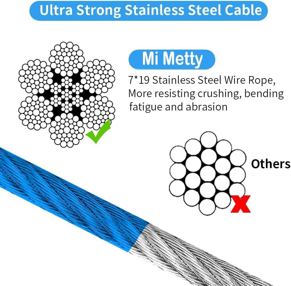Mi Metty revetement PVC anti-rust bleu protège le câble en extérieur.