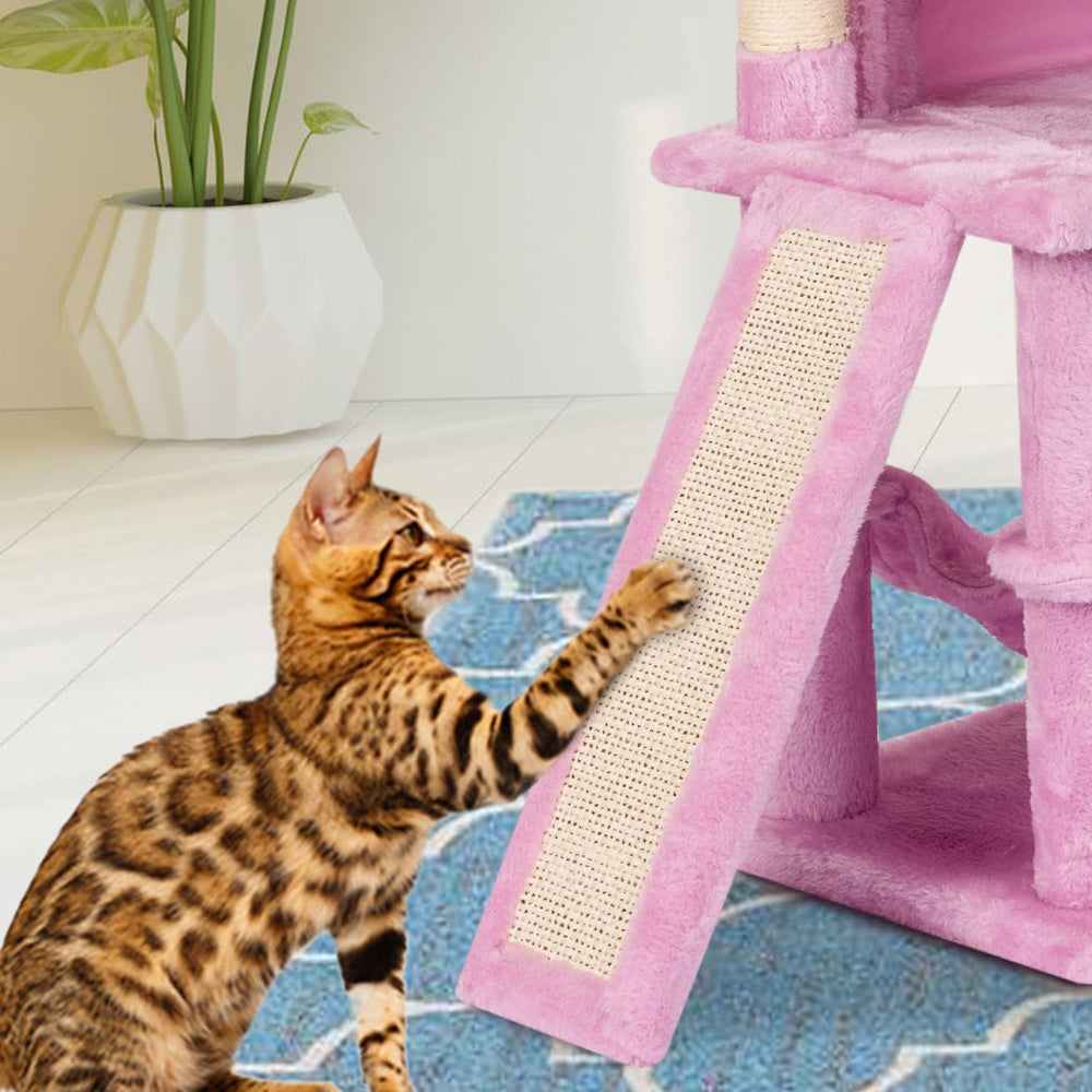 MIAO PAW arbre à chat rose, montage rapide avec échelle et notice.
