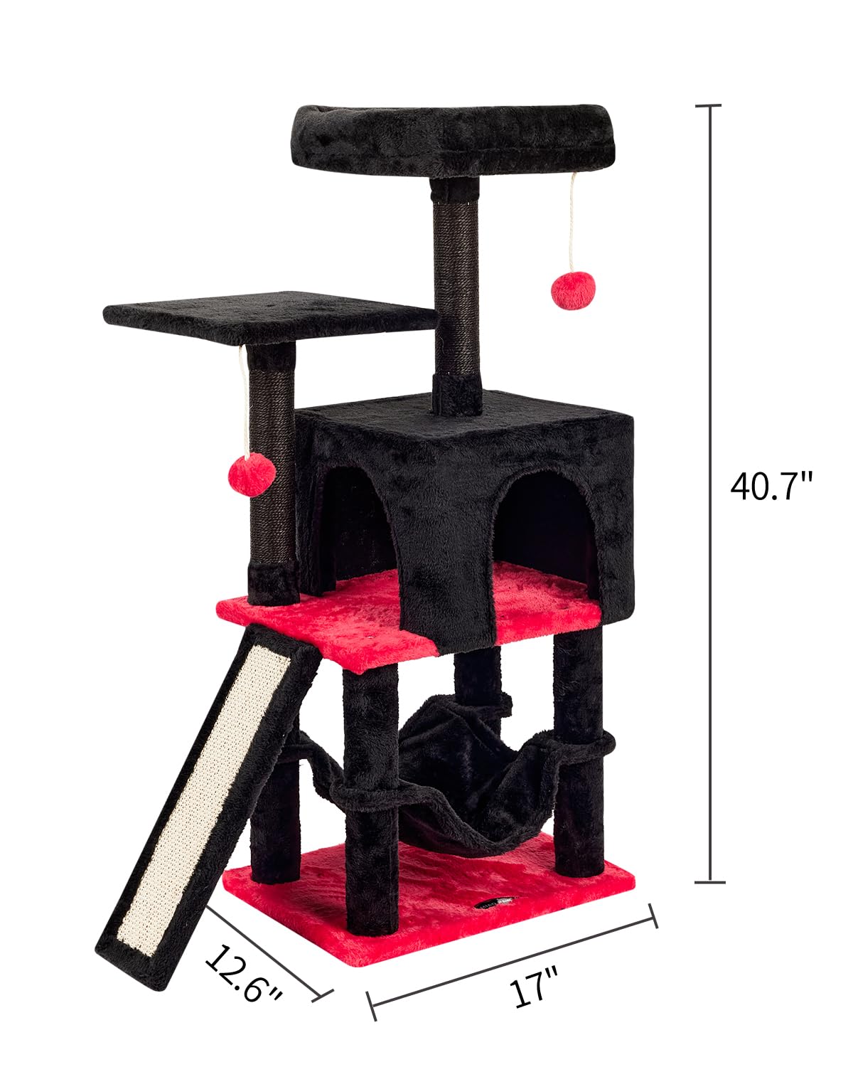MIAO PAW arbre à chats gothique, dimensions stables et design pratique.