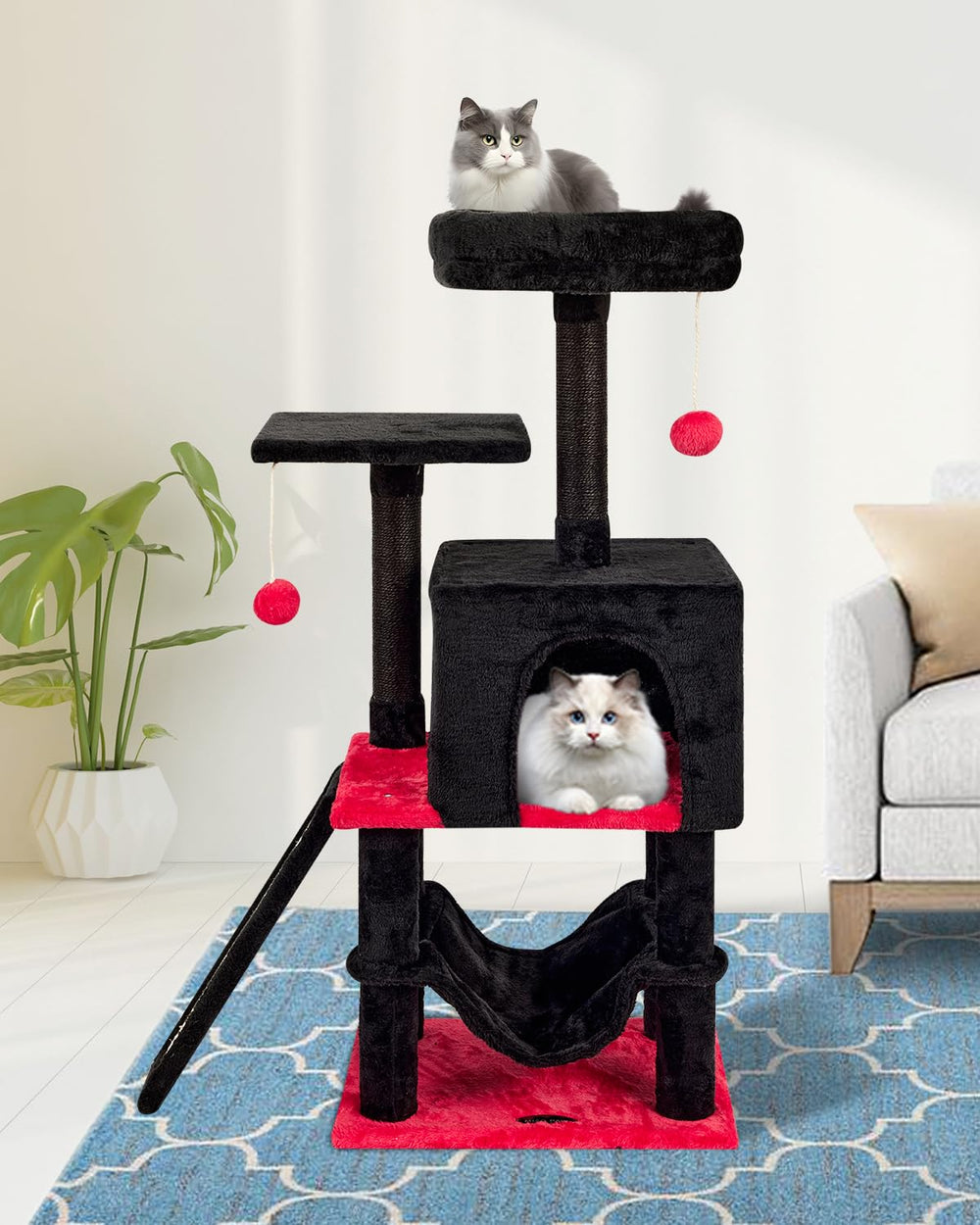 MIAO PAW arbre à chats gothique en intérieur, tour polyvalente et stimulation naturelle.