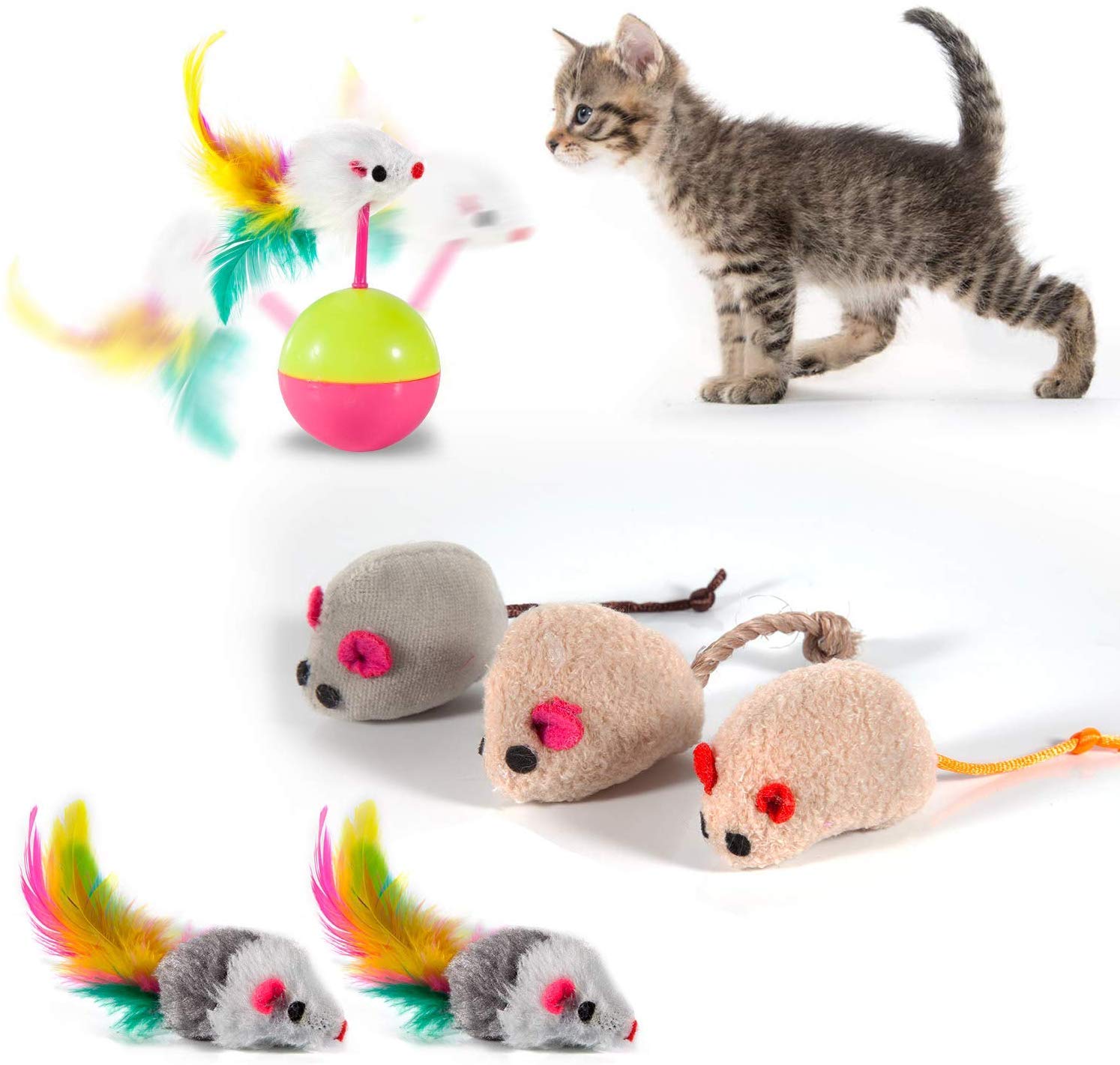 MIBOTE souris peluche chat, distraction et exercice mental sûr.