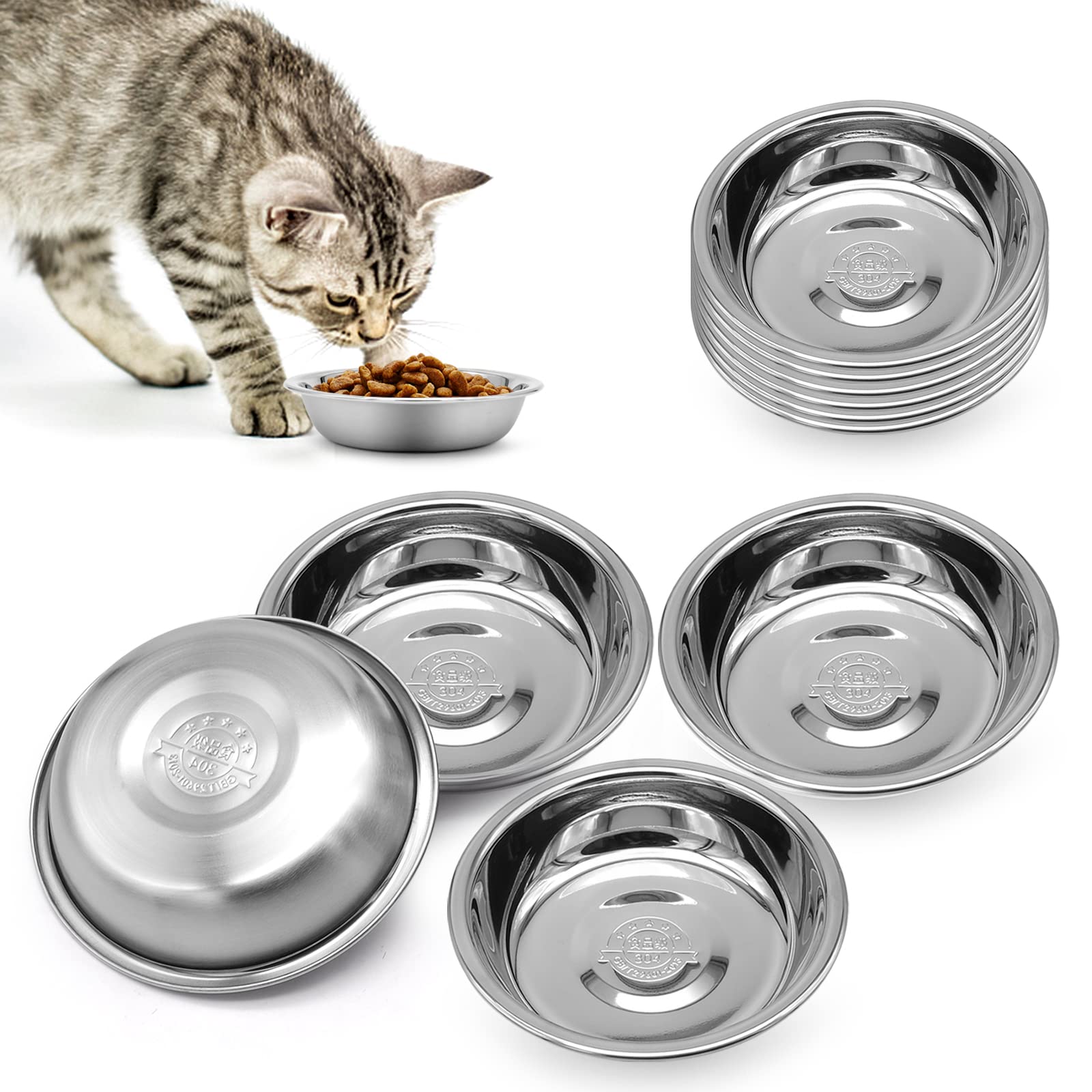 Bol MicoSim en inox 304 peu profond, parfait pour les moustaches et les repas confortables.