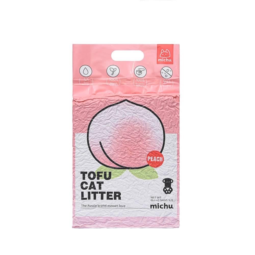 Michu Tofu Litière pellets-douceurs pour le confort des pattes du chat.