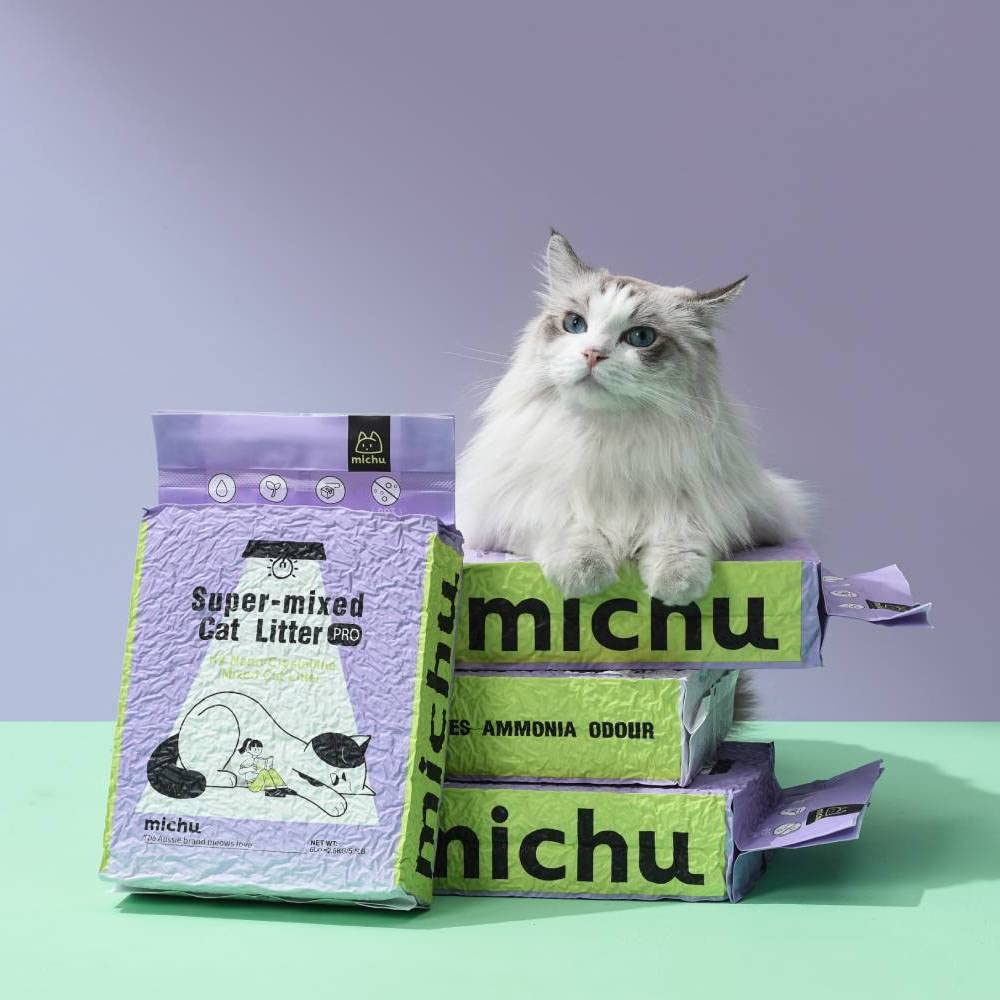 Arrière de l'emballage Michu Original, litière au tofu pratique et simple