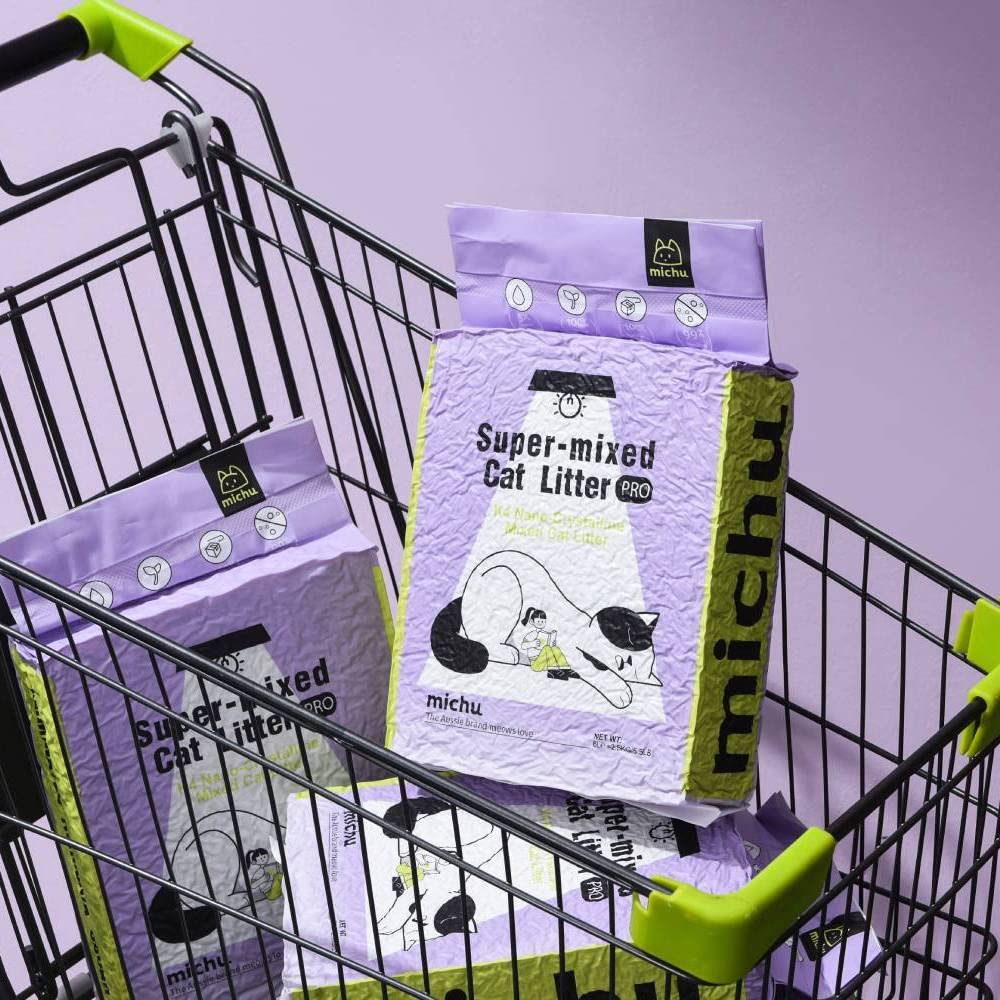 Michu litière mixte au tofu Original, emballage visible prêt à utiliser
