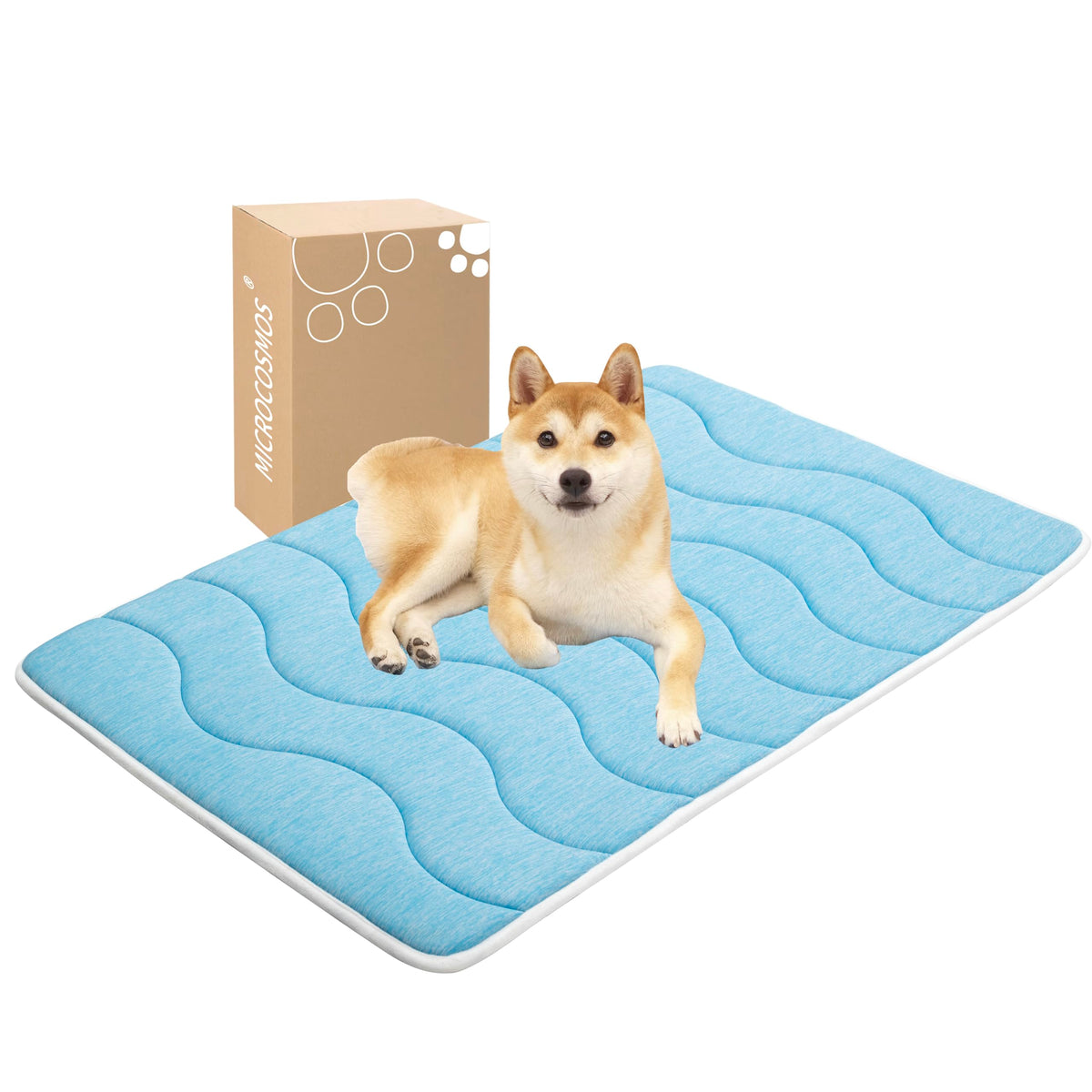 MICROCOSMOS coussin-chien-refroidissant bleu idéal pour les journées chaudes.