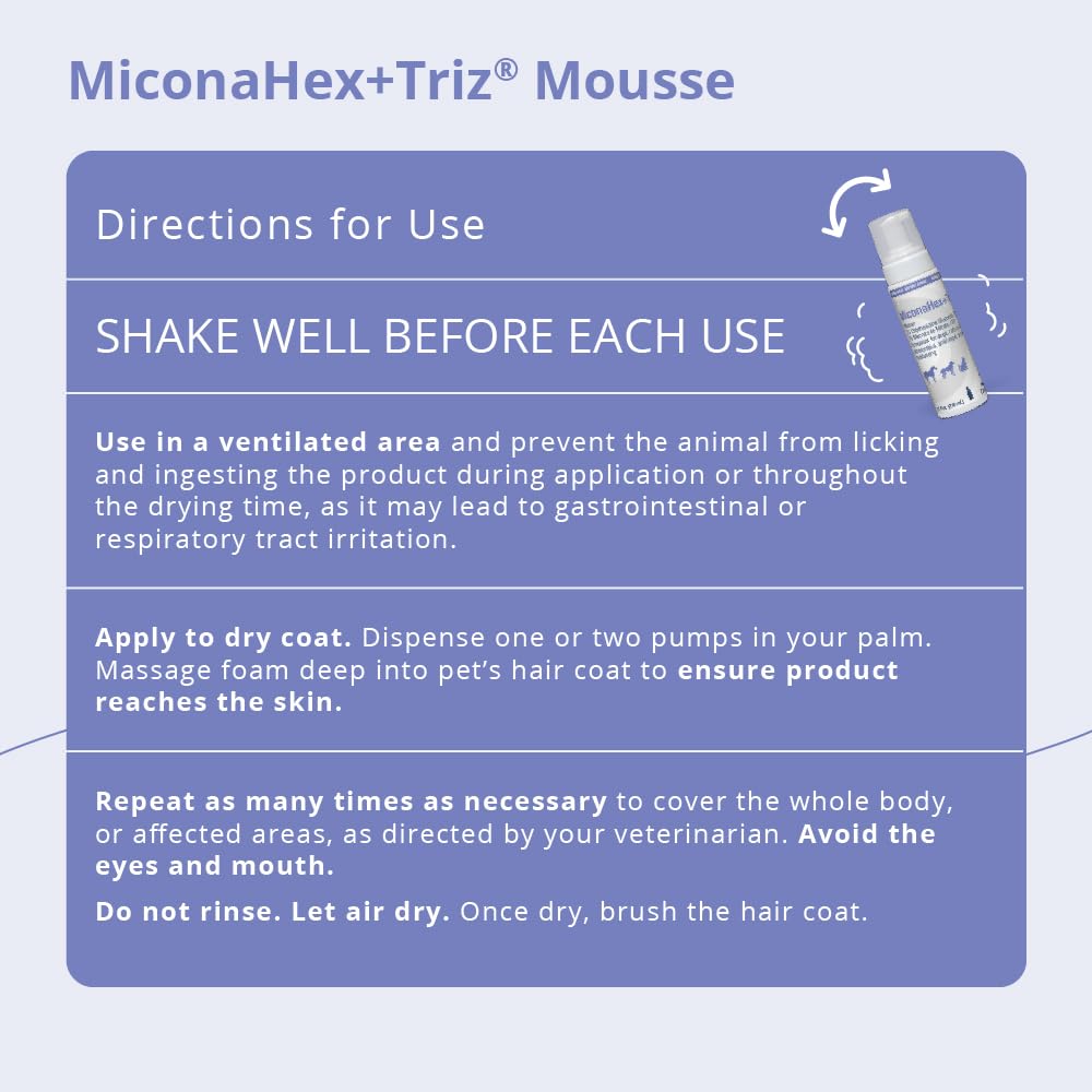 MiconaHex+Triz Mousse – application chat, soin délicat pour la peau.