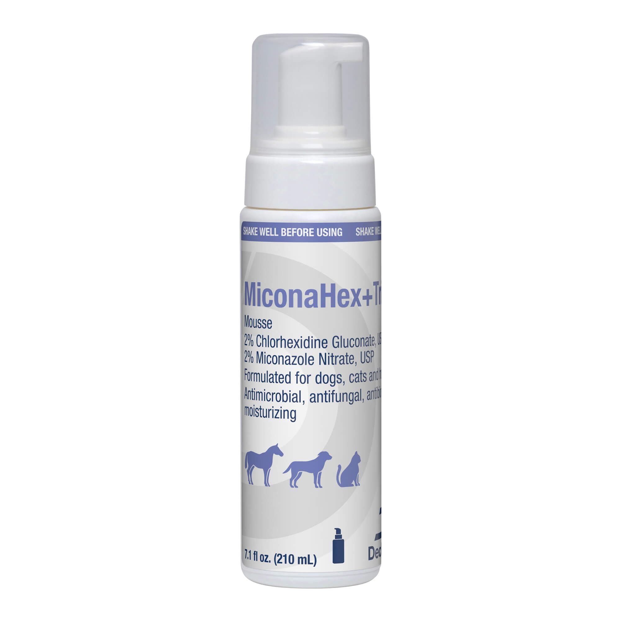 MiconaHex+Triz Mousse – emballage, soin pratique pour pelage et peau.