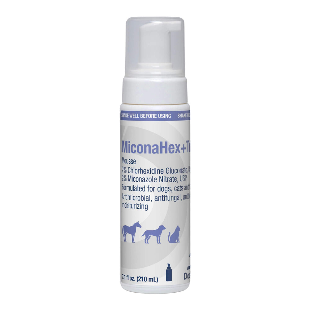 MiconaHex+Triz Mousse – emballage, soin pratique pour pelage et peau.