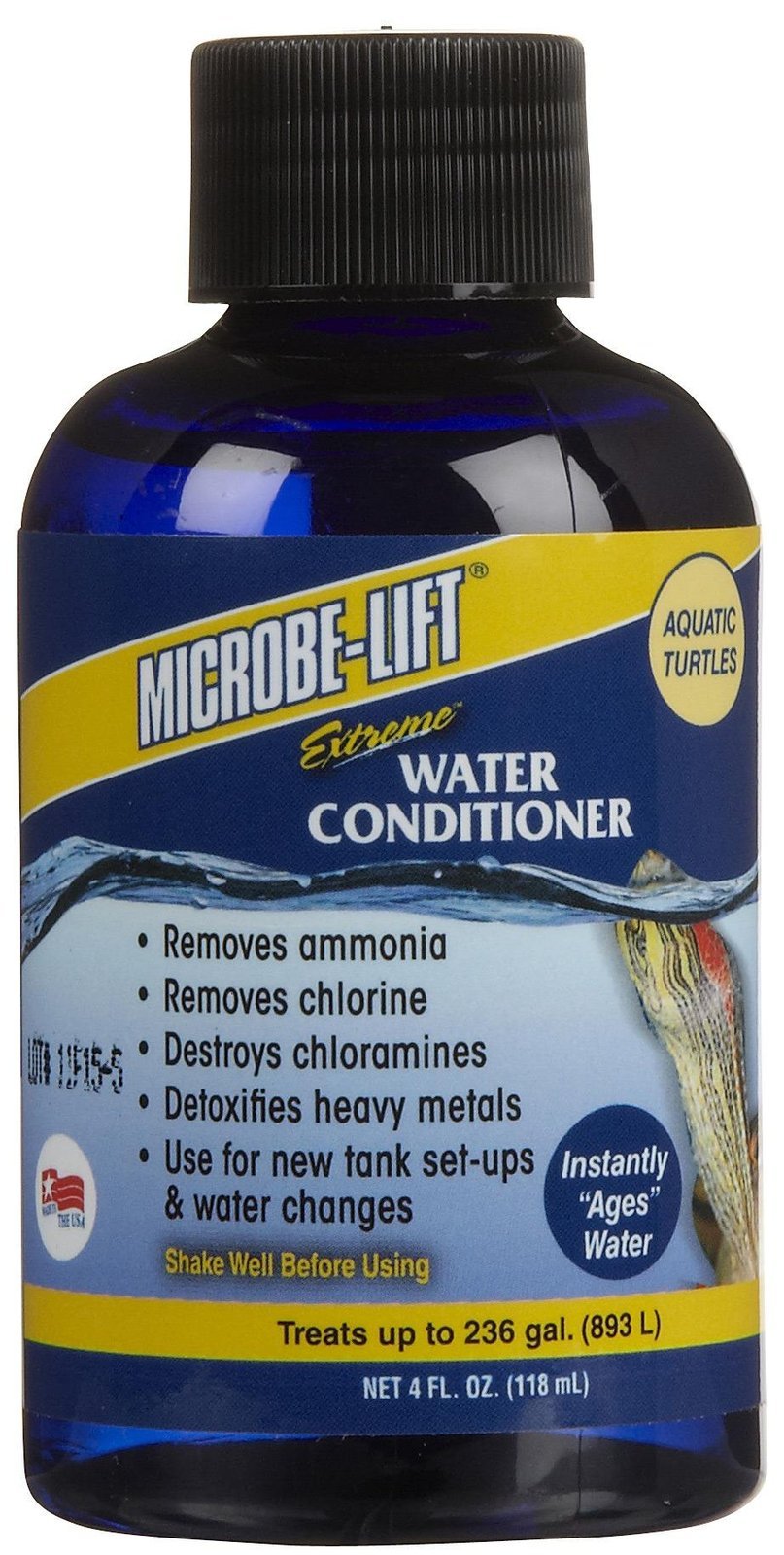 MICROBE-LIFT Aquatic Turtle Extreme: bouteille de 4 oz, conditionneur d'eau qui clarifie et protège les tortues.