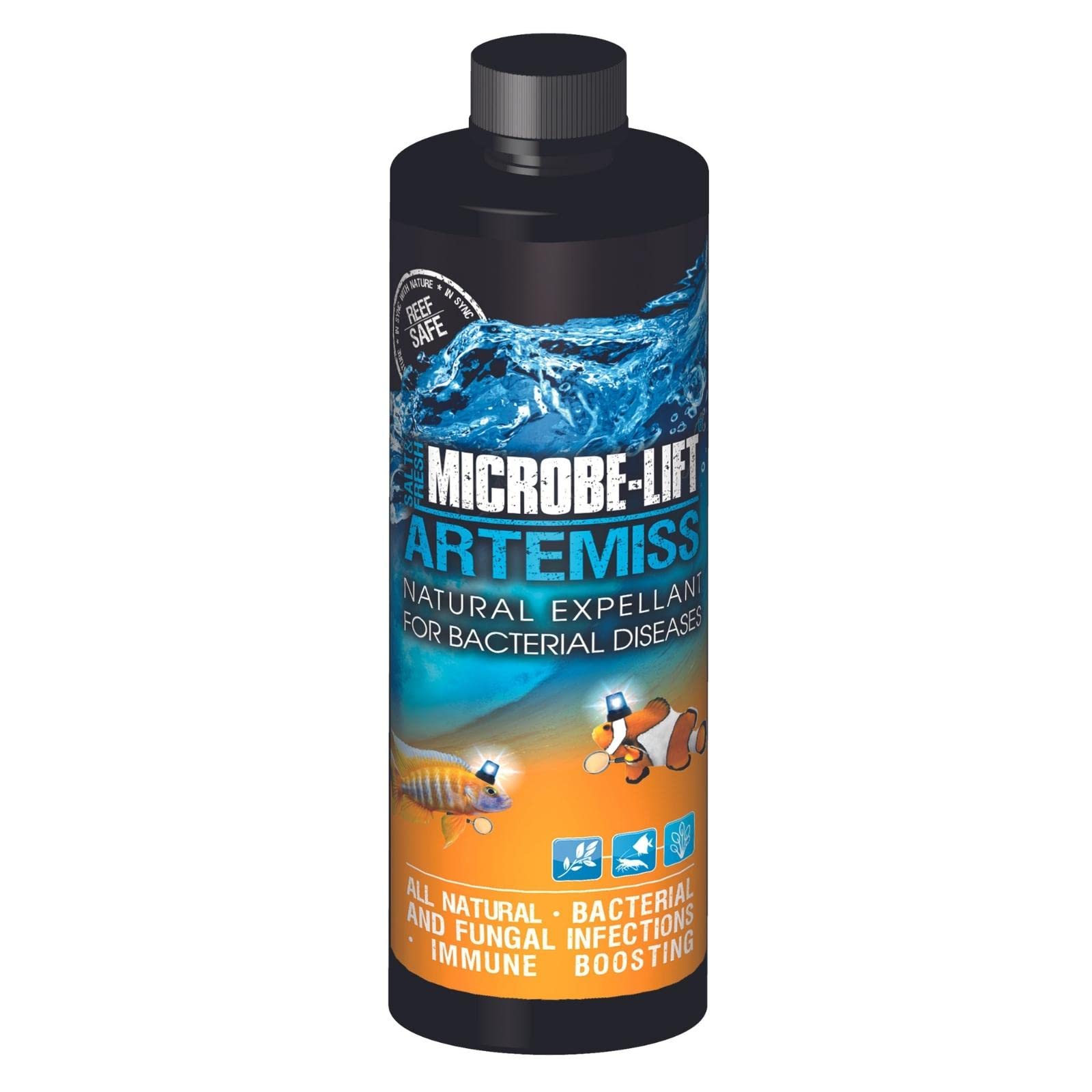 Artemiss Microbe-Lift Bouteille: soutien immunitaire pour poissons d'aquarium.