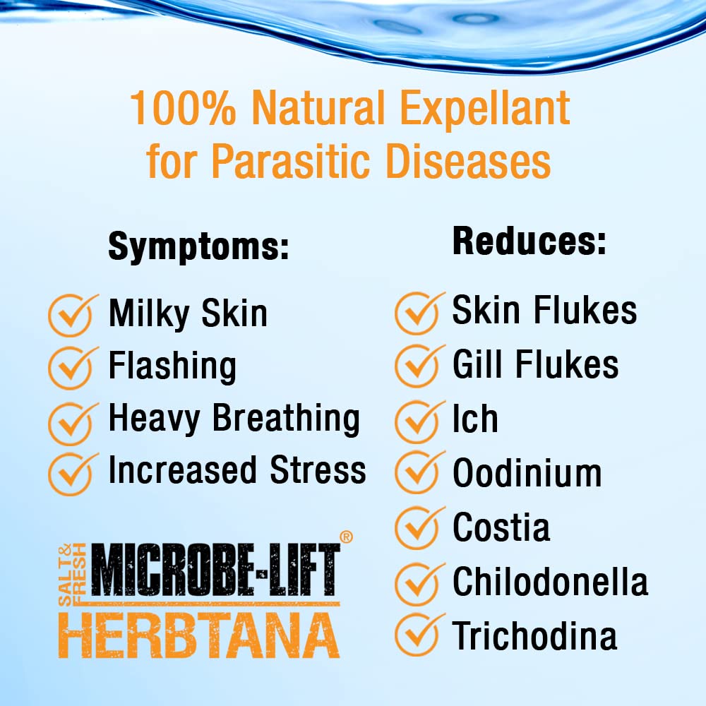 Étiquette MICROBE-LIFT Herbtana indiquant précautions et mode d'emploi.