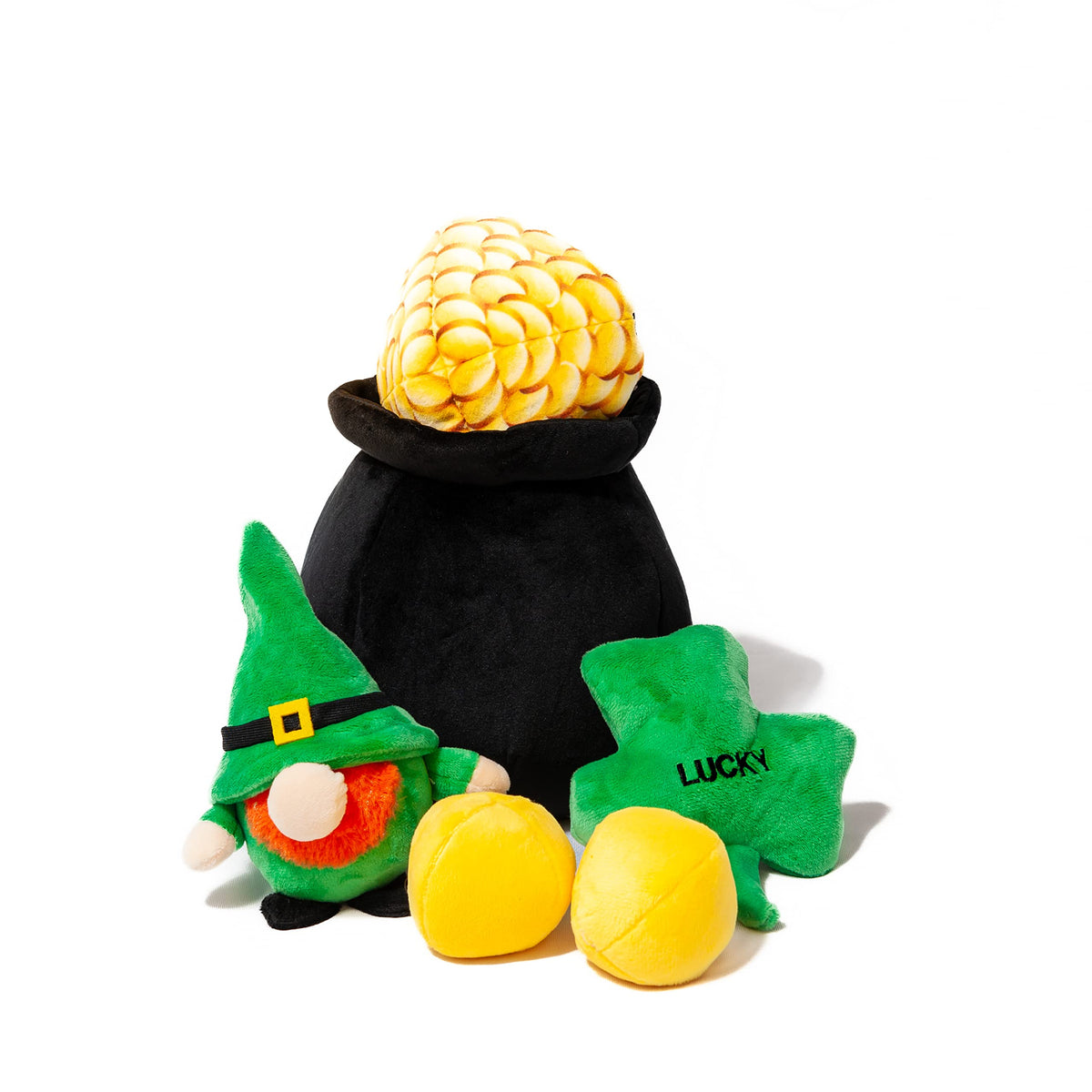 Midlee Hide-A-Toy pot-d-or: jouet interactif avec six pièces et sifflet intégré.