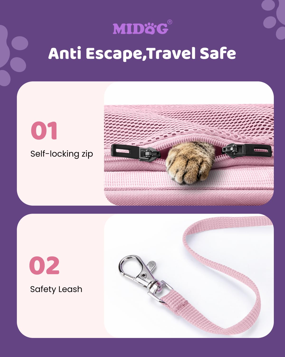 Midog Sac Chat Fenetre Maillage Respirant: le chat observe dehors tout en restant aere.