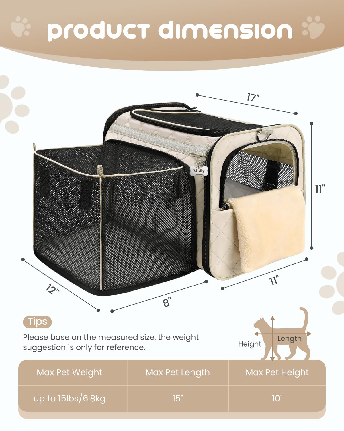 Midog sac-chat imperméable et anti-poils pour nettoyage facile
