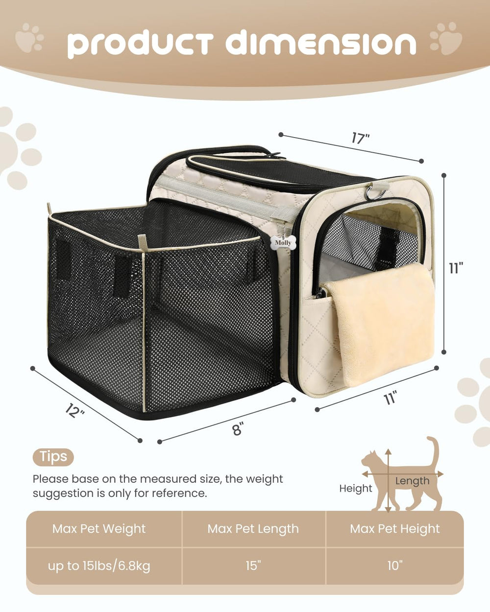 Midog sac-chat imperméable et anti-poils pour nettoyage facile