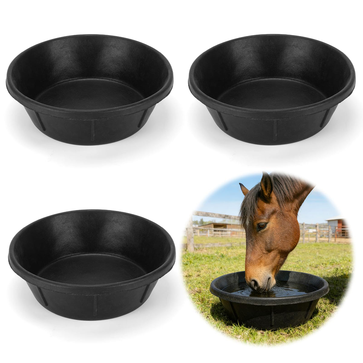 Bol d'alimentation Midollarle pour cheval en caoutchouc, durable et facile à nettoyer.