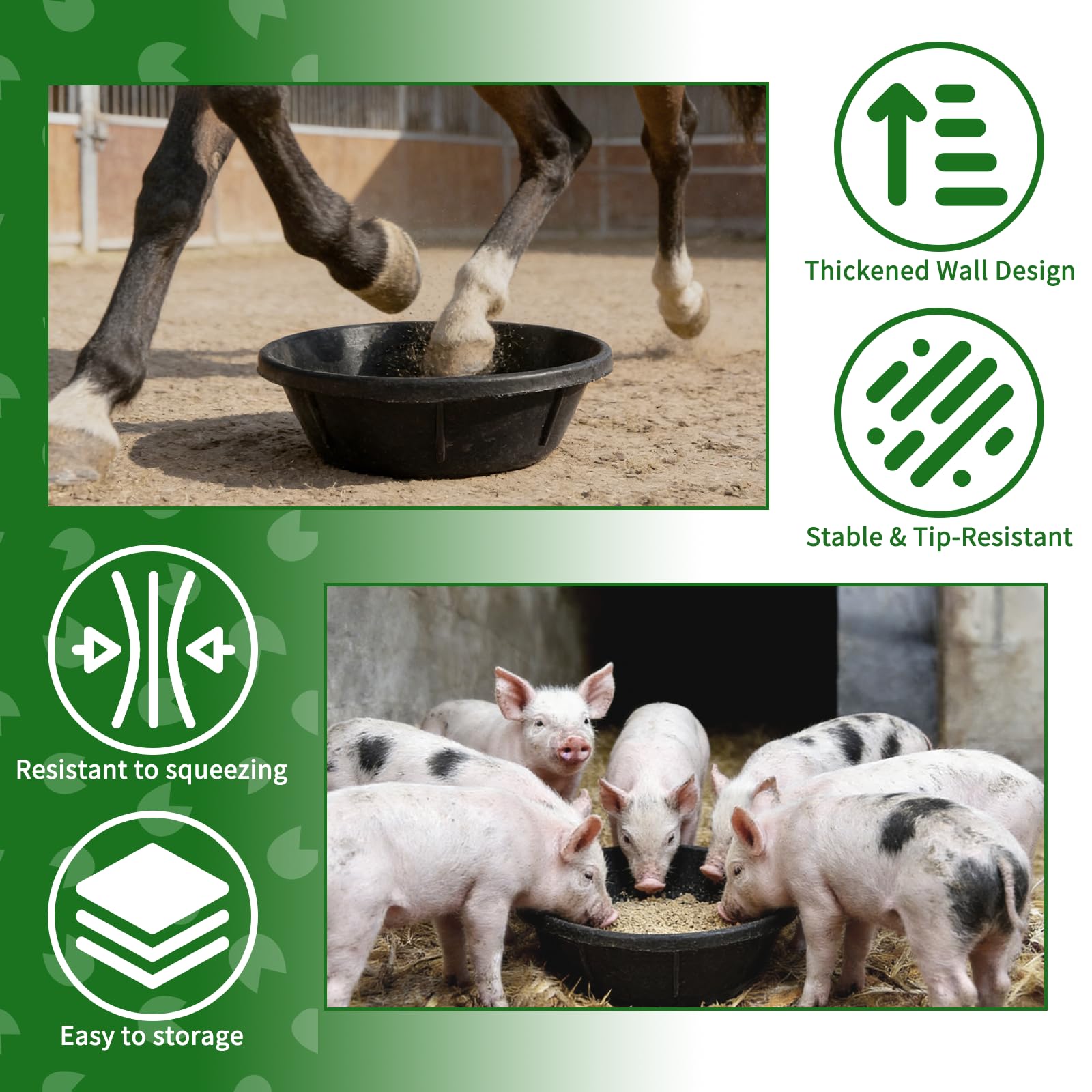 Bol d'alimentation Midollarle pour vache en caoutchouc, résistant et polyvalent.