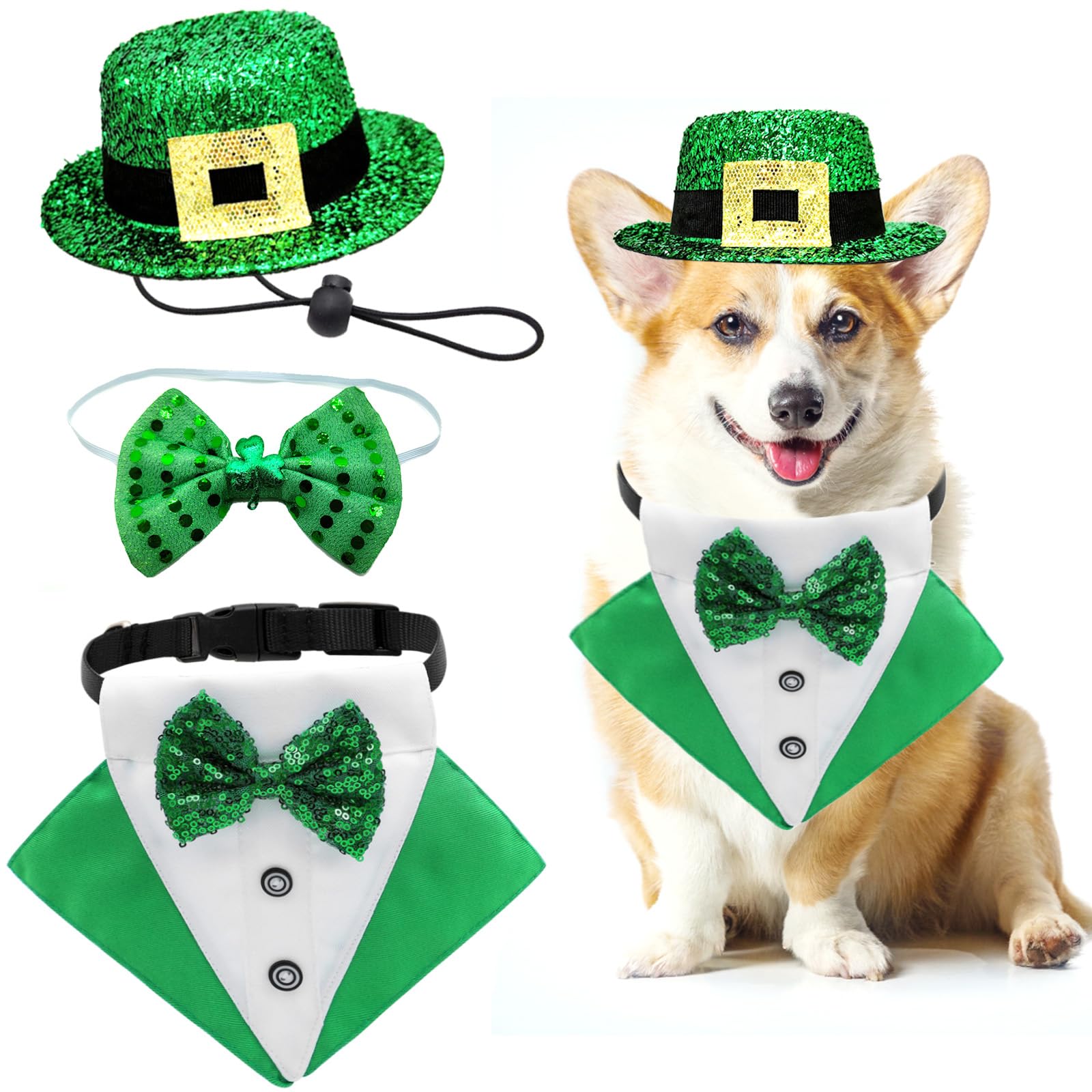 Midufrry chapeau chien Saint-Patrick, look festif et adorable.
