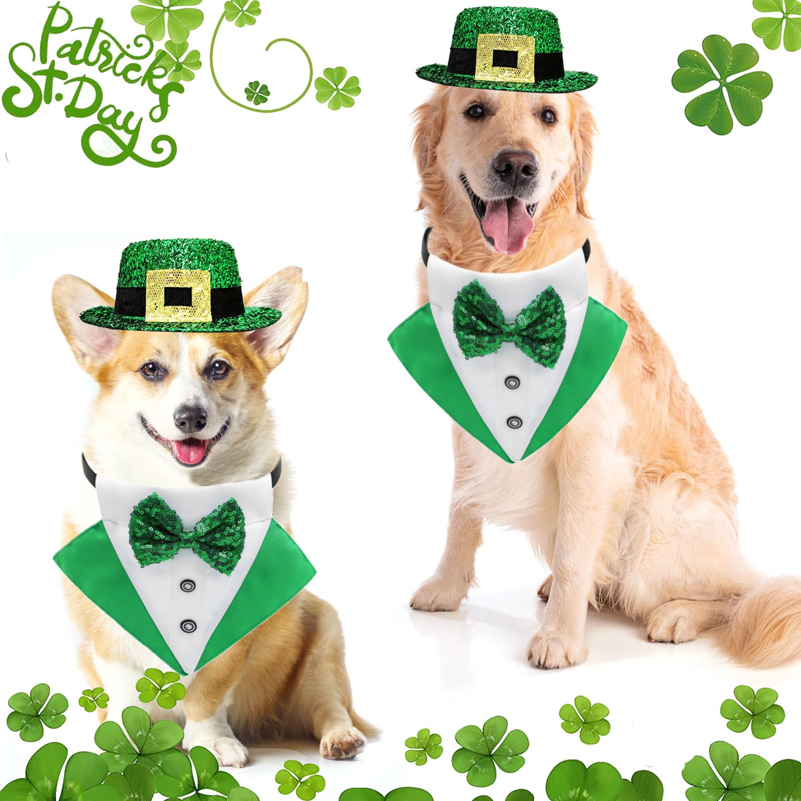Collier-bandana Midufrry pour chien avec nœud papillon vert