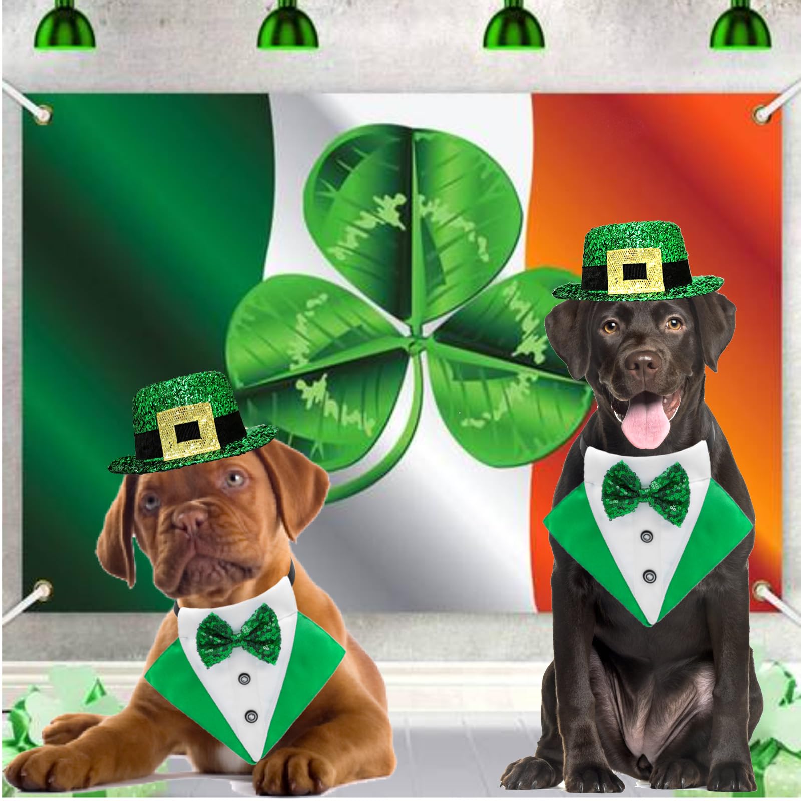 Midufrry collier-bandana avec noeud vert, parfait pour photos et fêtes.