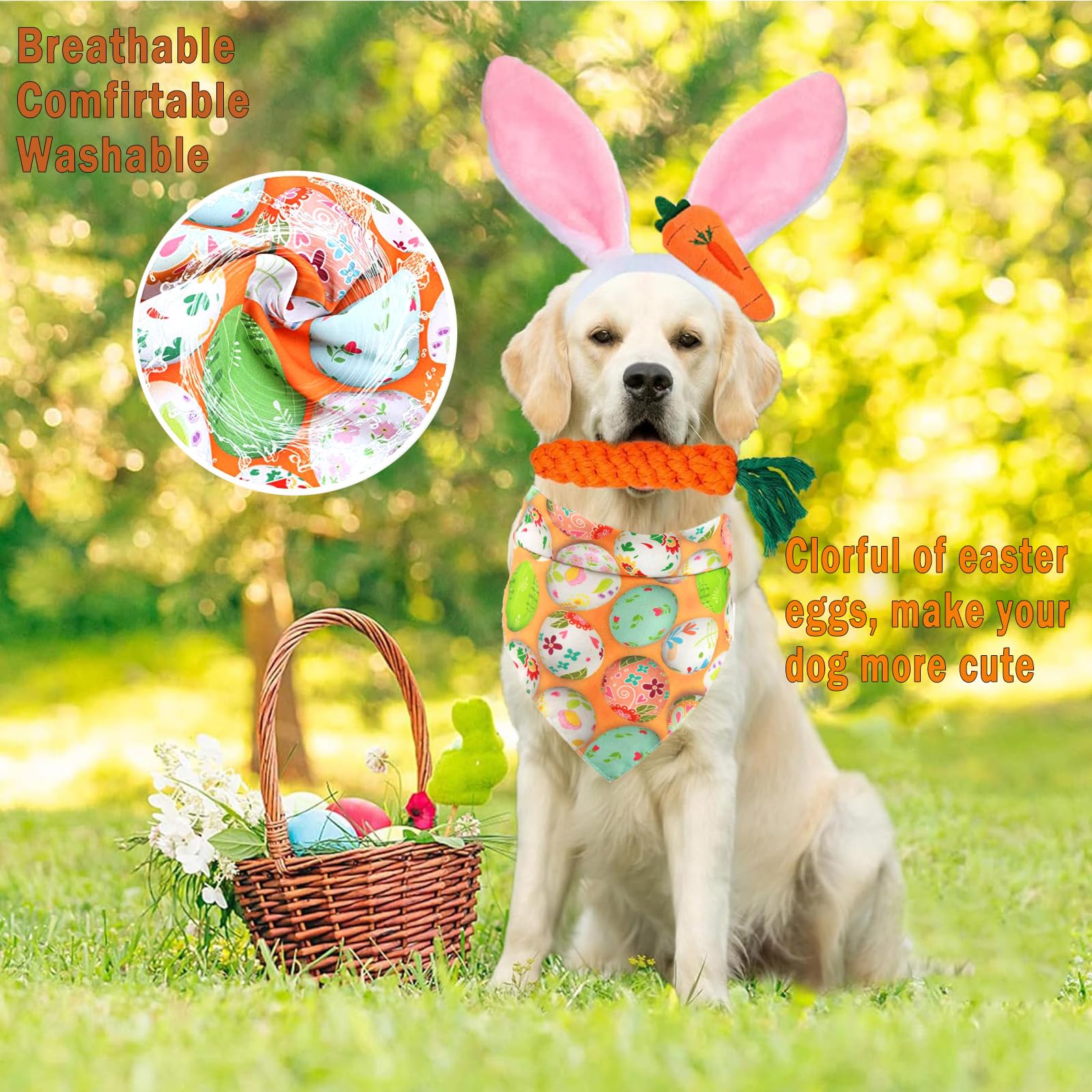 Midufrry costume Paques chien complet, parfait pour fêtes et photos.