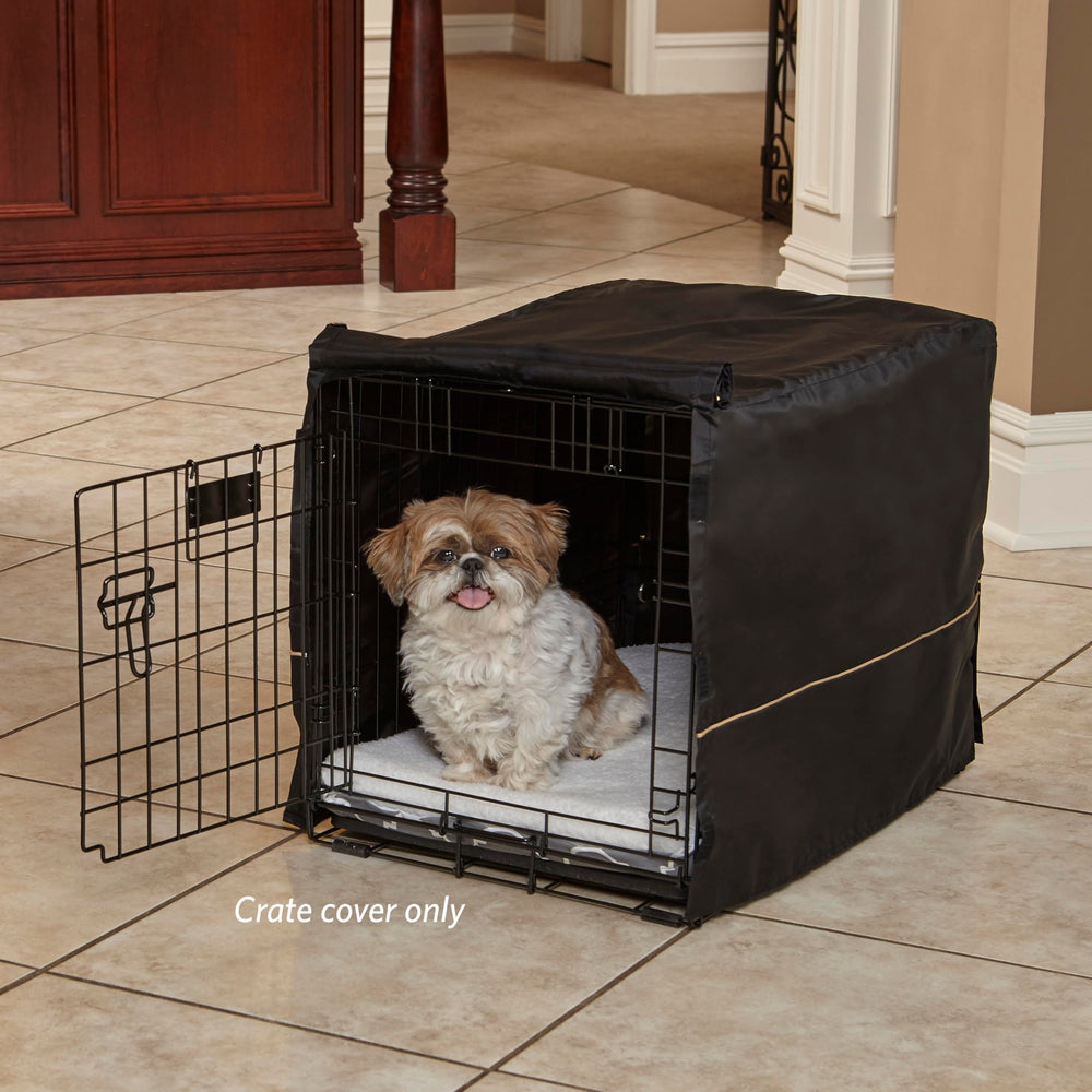 MidWest Crate Cover noir 24 pouces – porte ouverte, ventilation et confort ajustables.