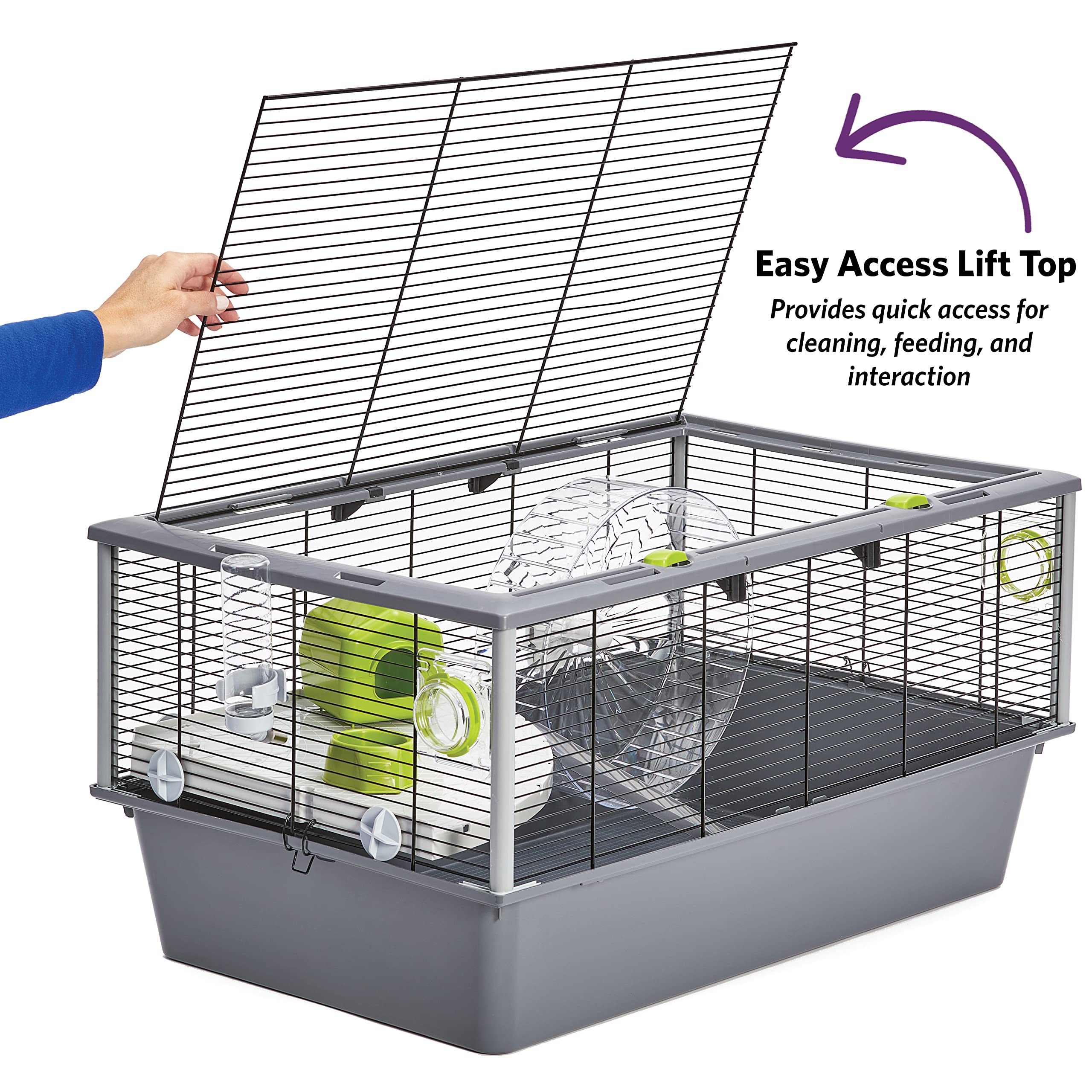 MidWest Hamster Nation XXL — base profonde de 6 pouces pour contenir la litière et favoriser le fouillage naturel.