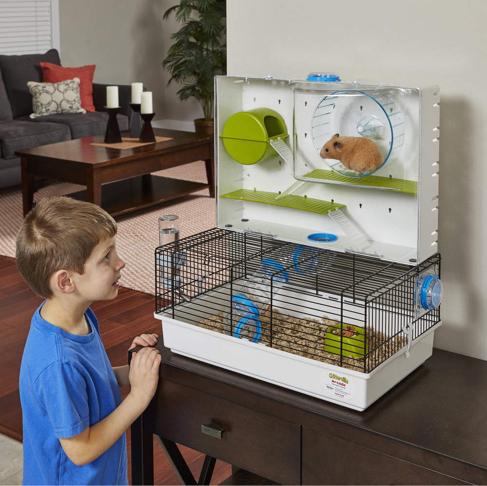 MidWest Homes for Pets Arcade Hamster : accès supérieur amovible pour nettoyage facilité.