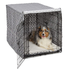 Couverture de caisse pour chien MidWest de 42 pouces gris, design élégant, favorise le calme et l’intimité.