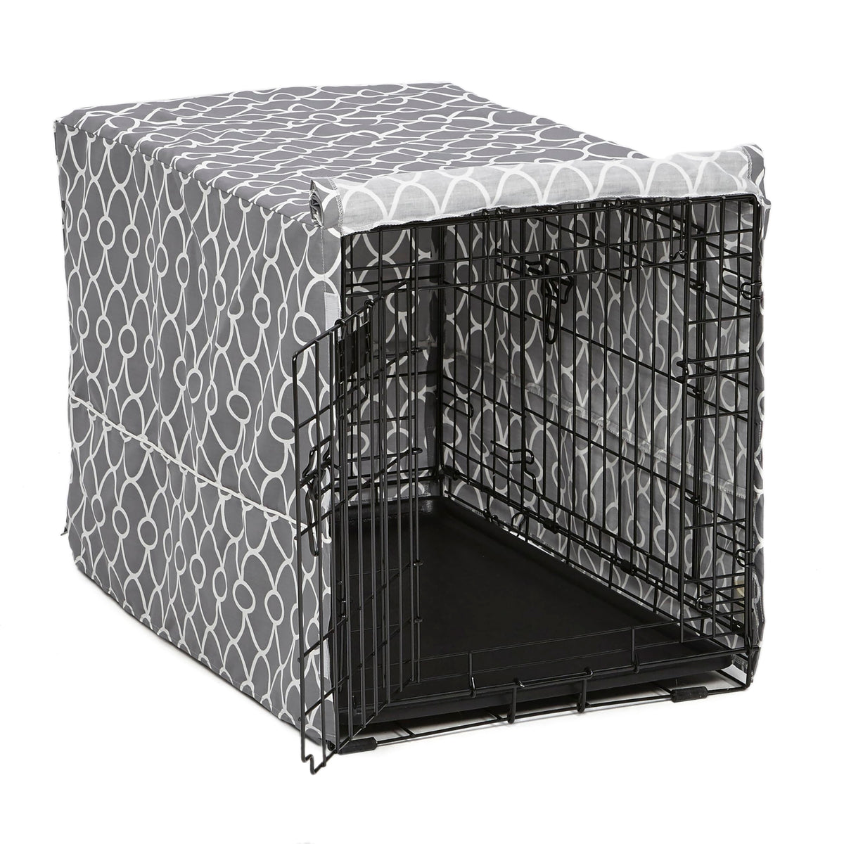 MidWest Homes for Pets couverture caisse chien 30p gris géométrique, intimité.