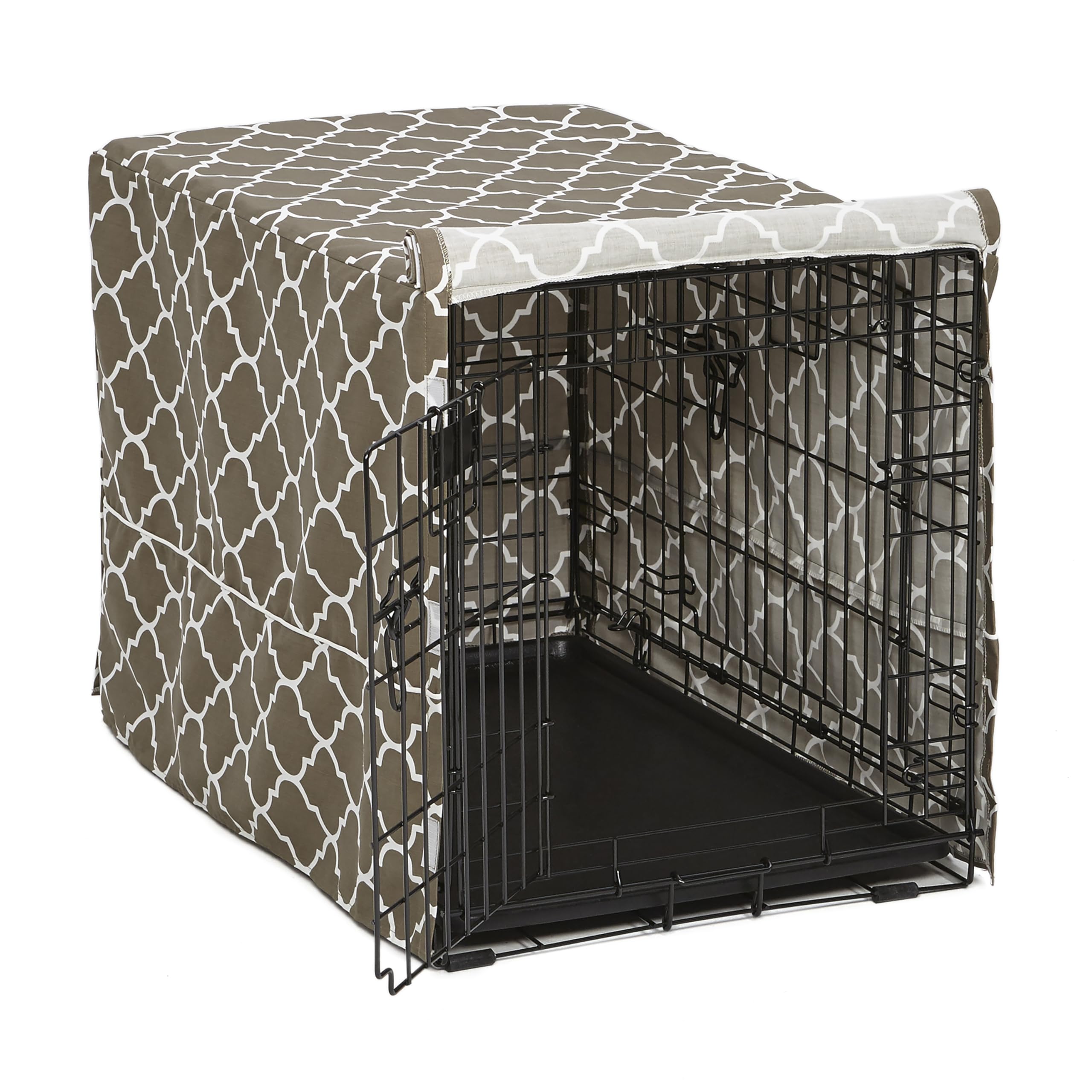 MidWest Homes for Pets couvre-crate poly-coton brun, design élégant et facile à nettoyer.