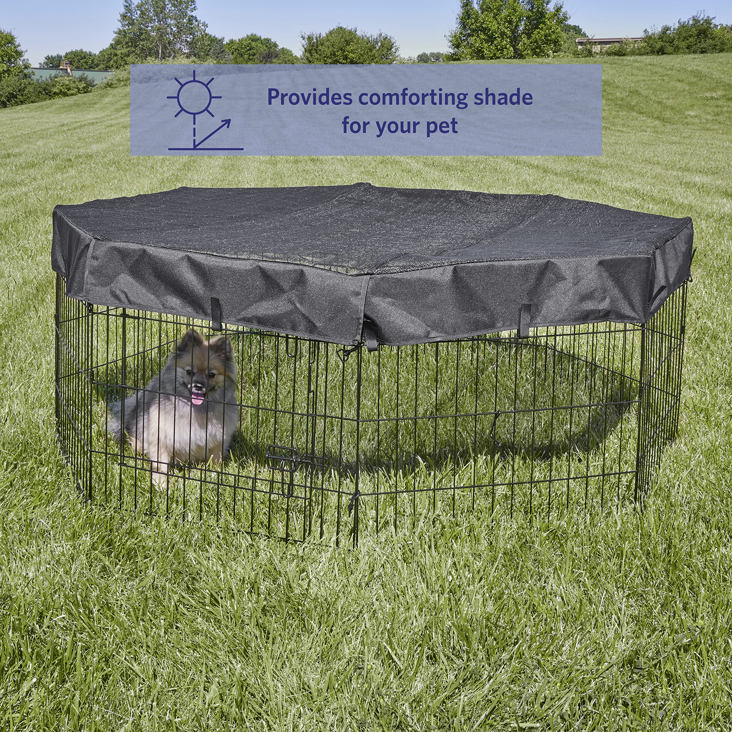 Fixation Velcro du toit en maille pour enclos MidWest pour installation rapide.